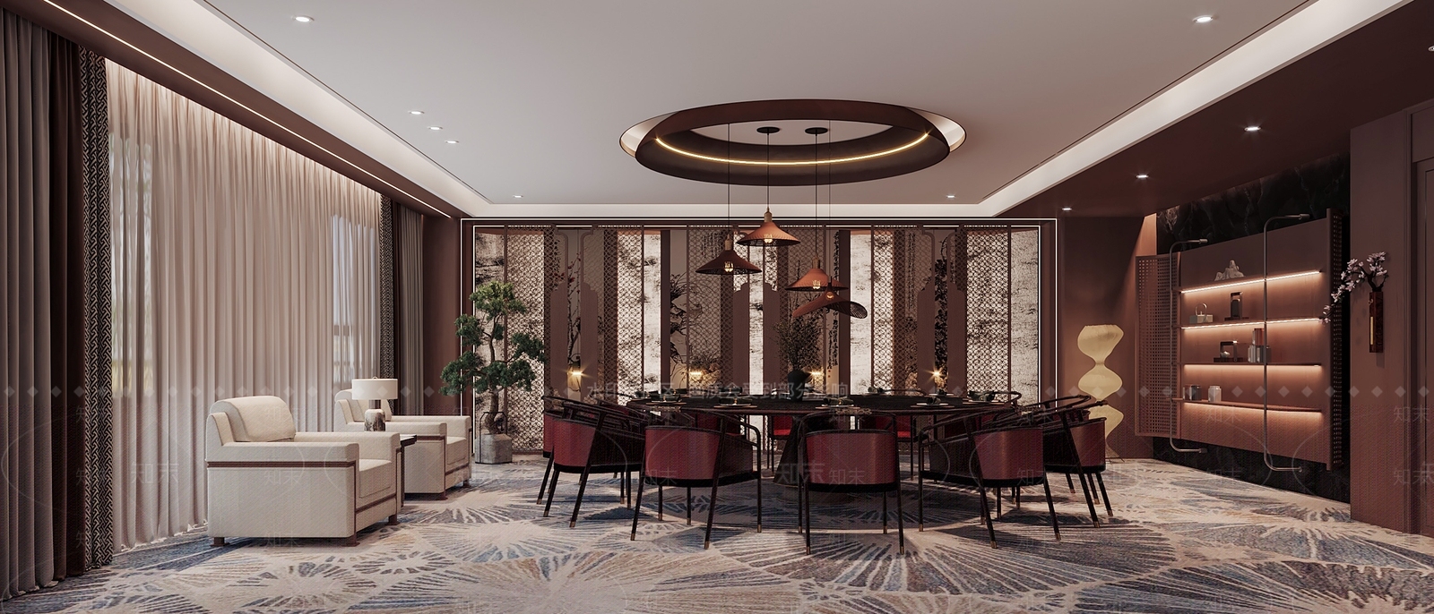 新中式餐厅包厢3D模型下载【ID:1159251832】