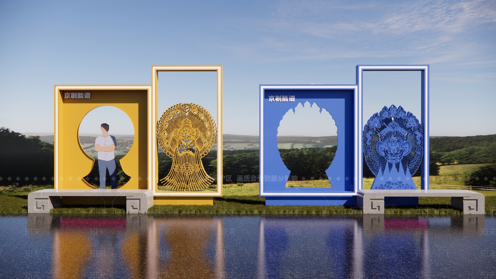 现代京剧脸谱剪纸戏剧窗花中国民间刻纸剪纸3D模型下载【ID:1159252249】