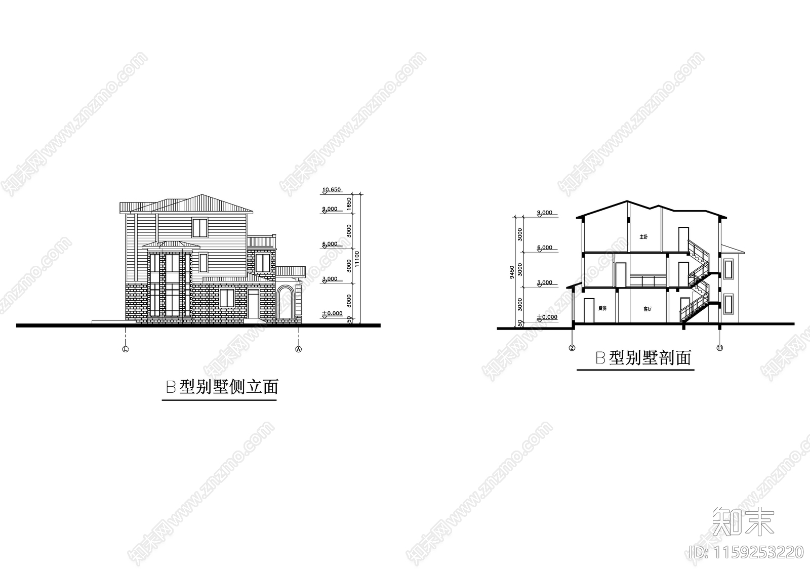 410平米小型别墅全套建筑设cad施工图下载【ID:1159253220】