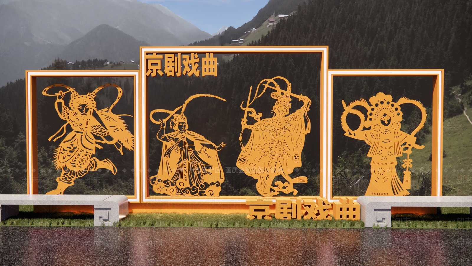 中式京剧脸谱剪纸戏剧窗花中国民间刻纸剪纸3D模型下载【ID:1159253370】