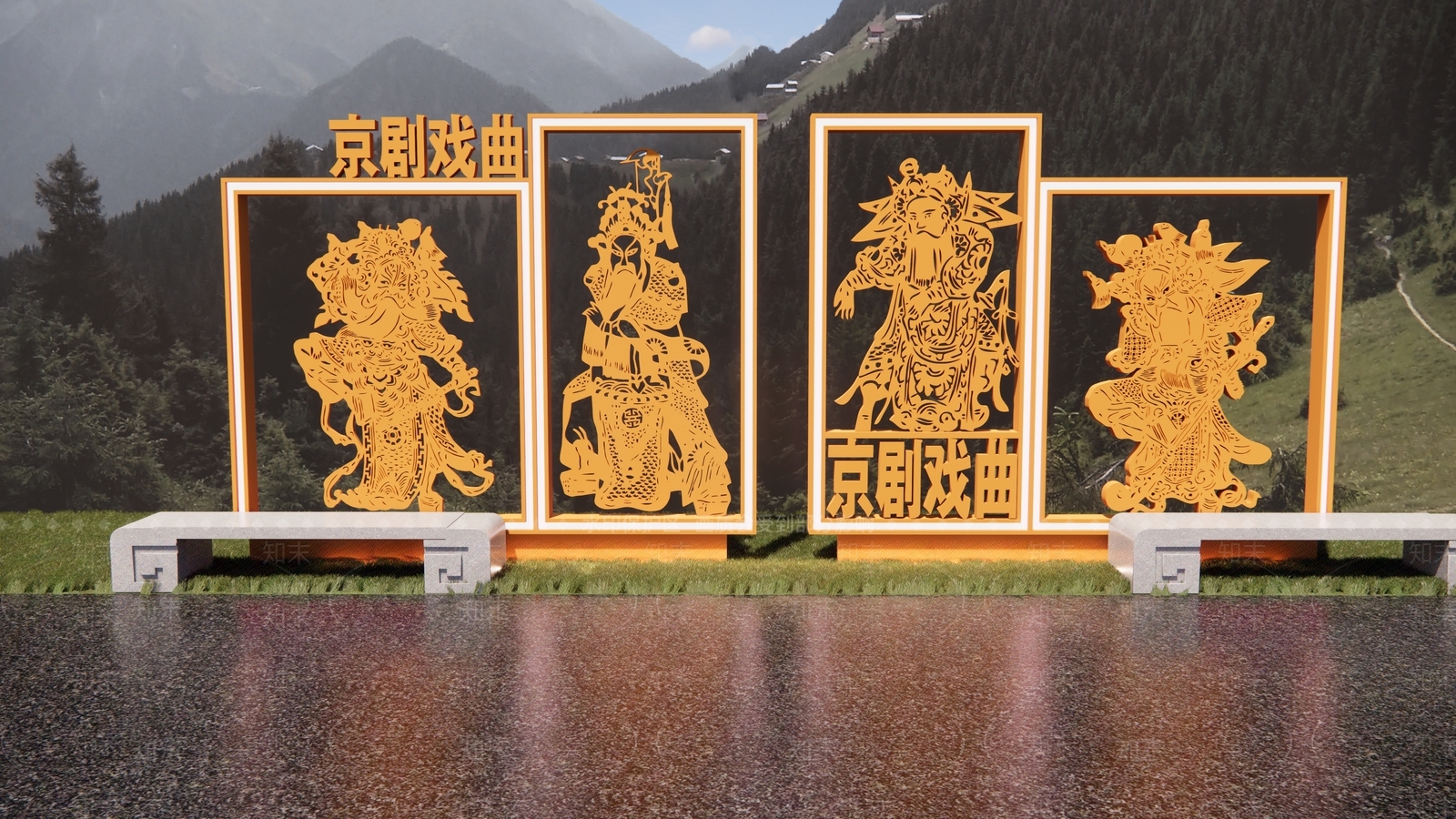 中式京剧脸谱剪纸戏剧窗花中国民间刻纸剪纸3D模型下载【ID:1159253476】