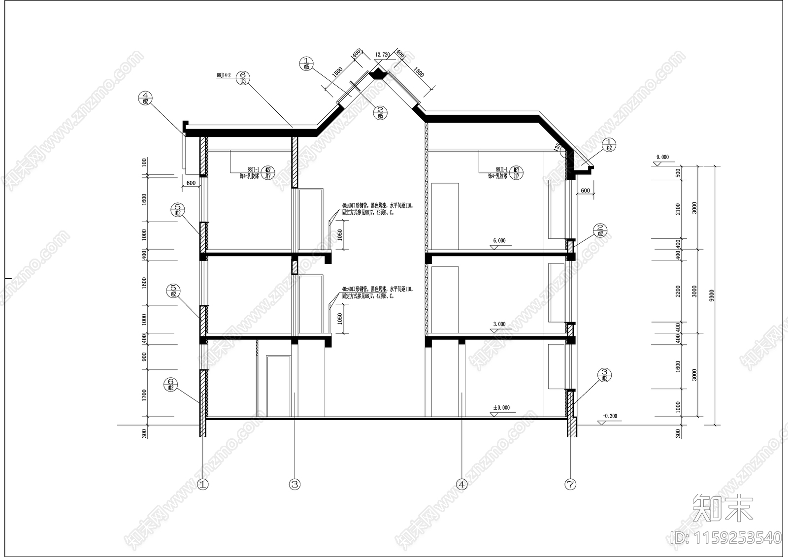 庄园别墅全套建筑设cad施工图下载【ID:1159253540】