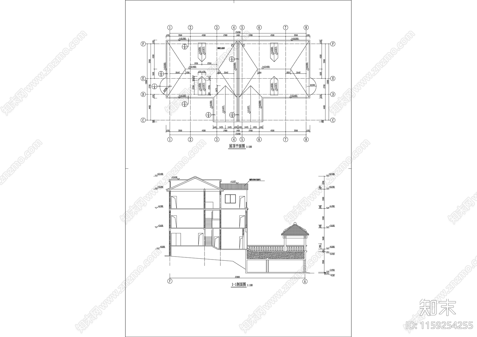 广东某别墅建筑设计全套详情图cad施工图下载【ID:1159254255】