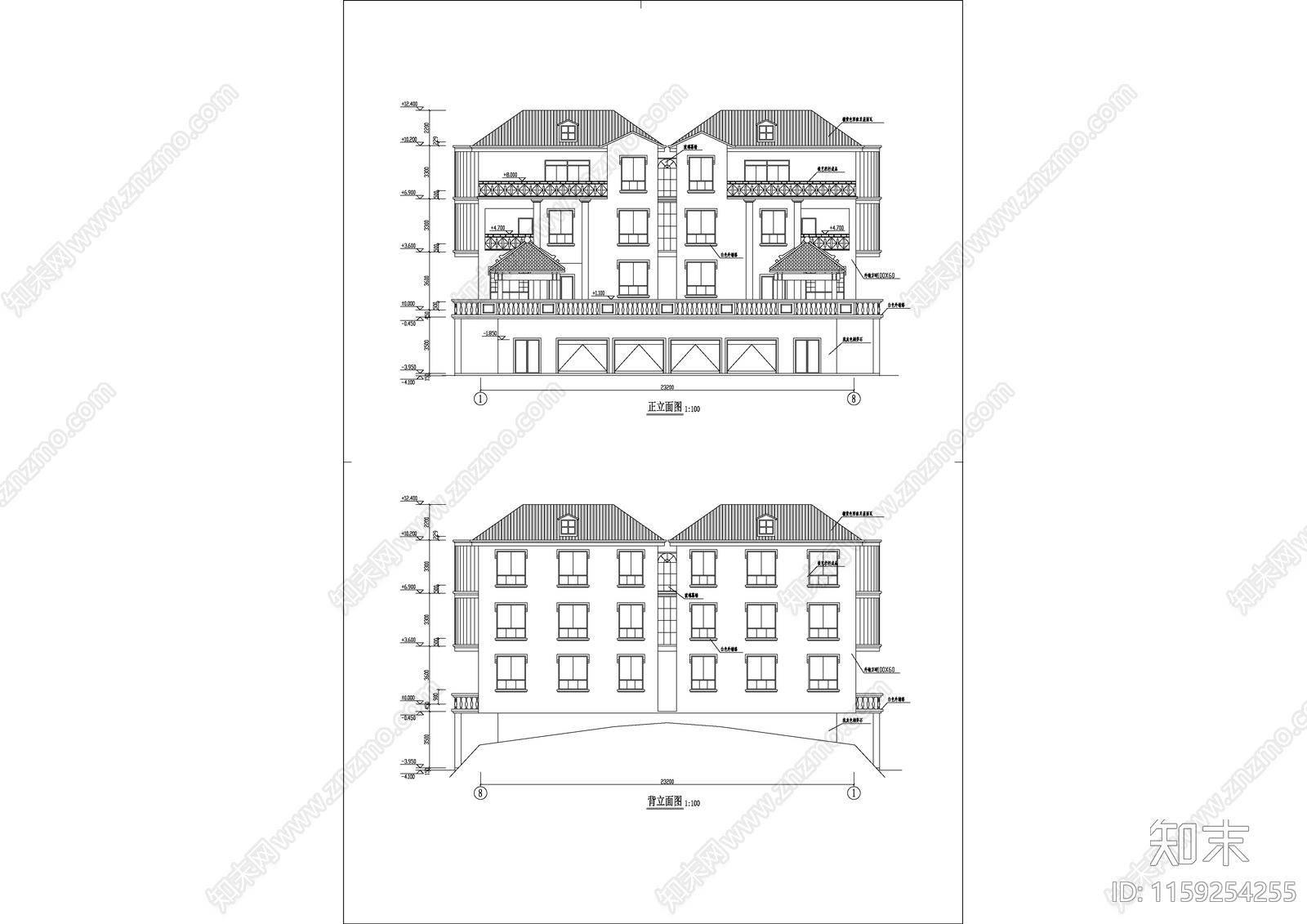 广东某别墅建筑设计全套详情图cad施工图下载【ID:1159254255】