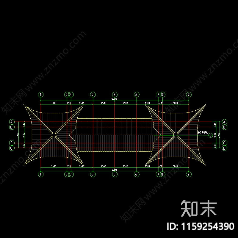 中式连廊cad施工图下载【ID:1159254390】