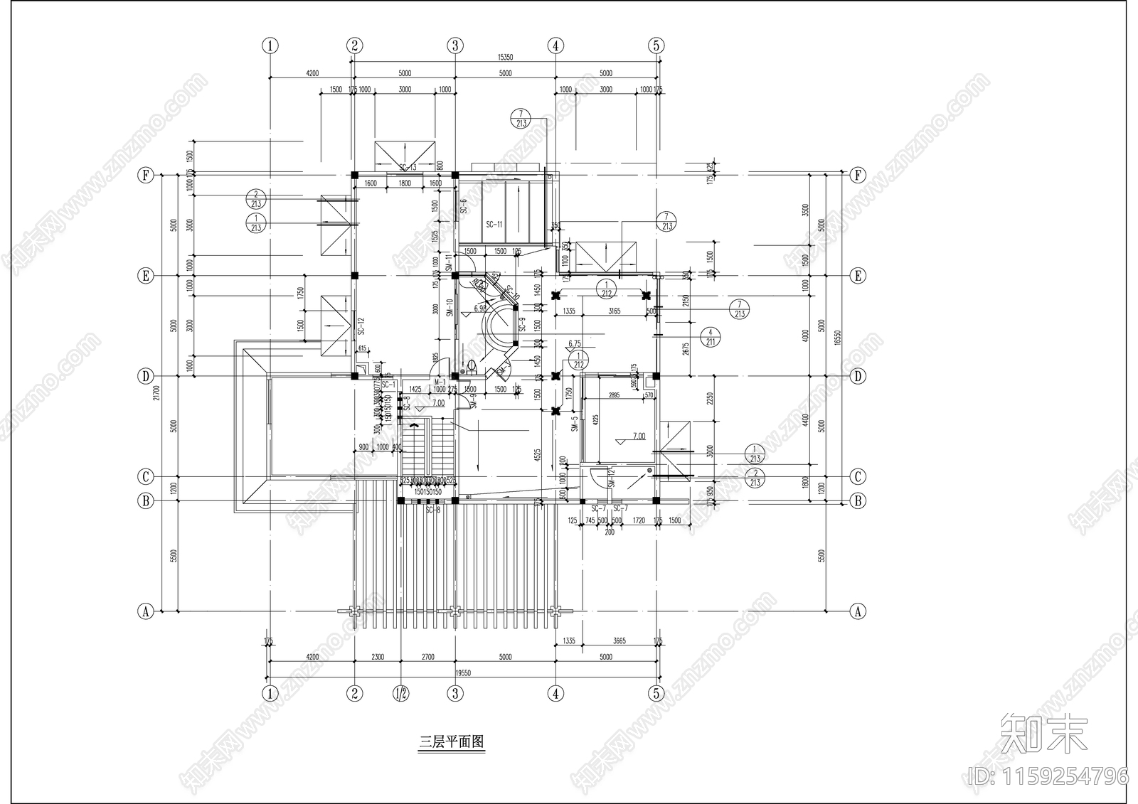 别墅建筑cad施工图下载【ID:1159254796】