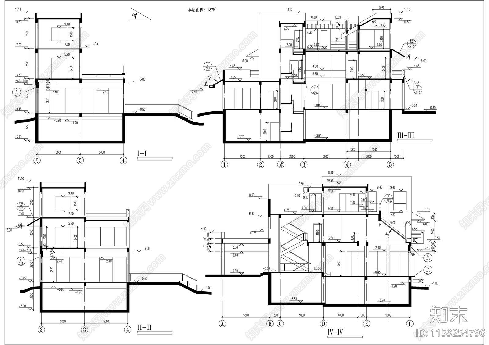 别墅建筑cad施工图下载【ID:1159254796】