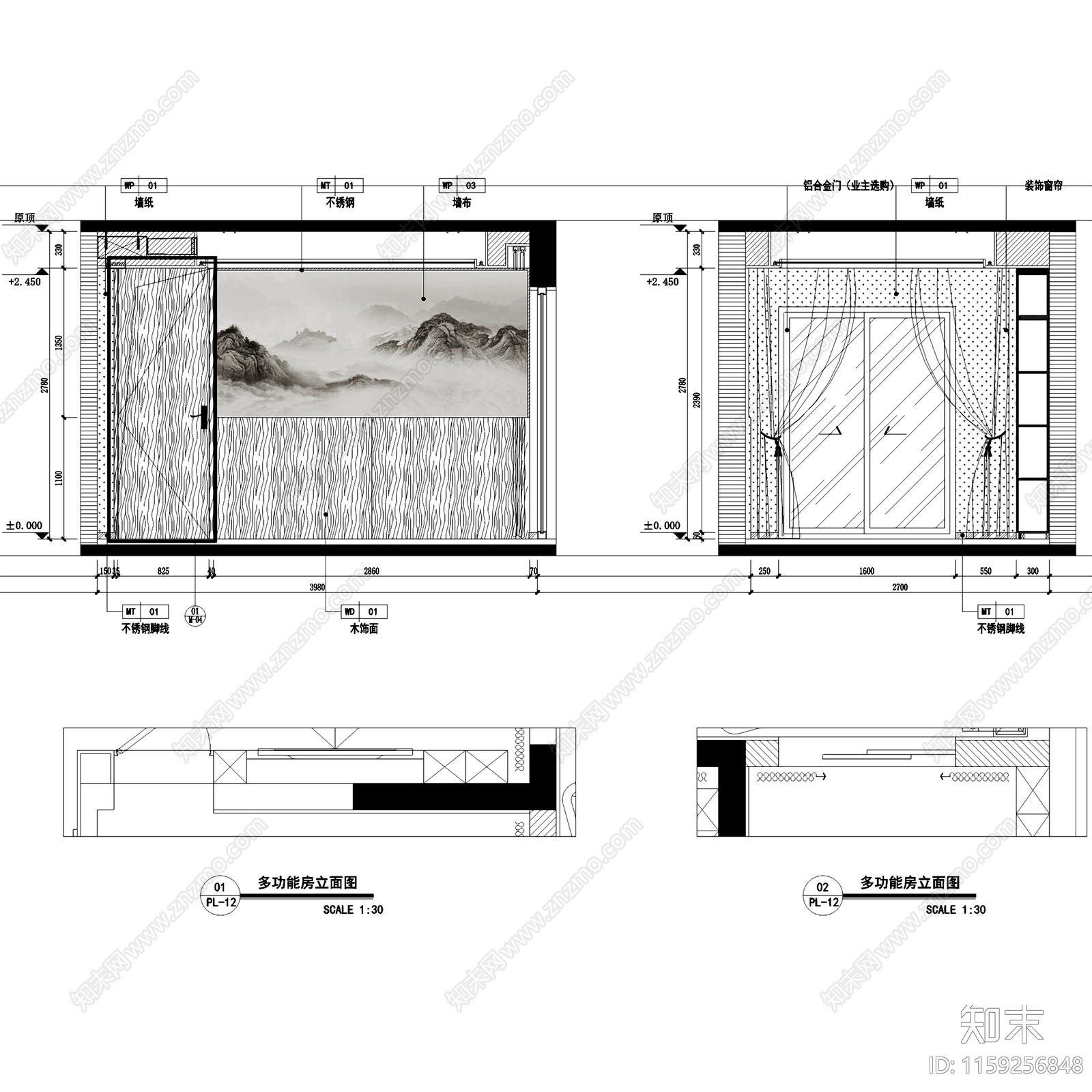 新中式江门一号院大平层样板房室内家装cad施工图下载【ID:1159256848】