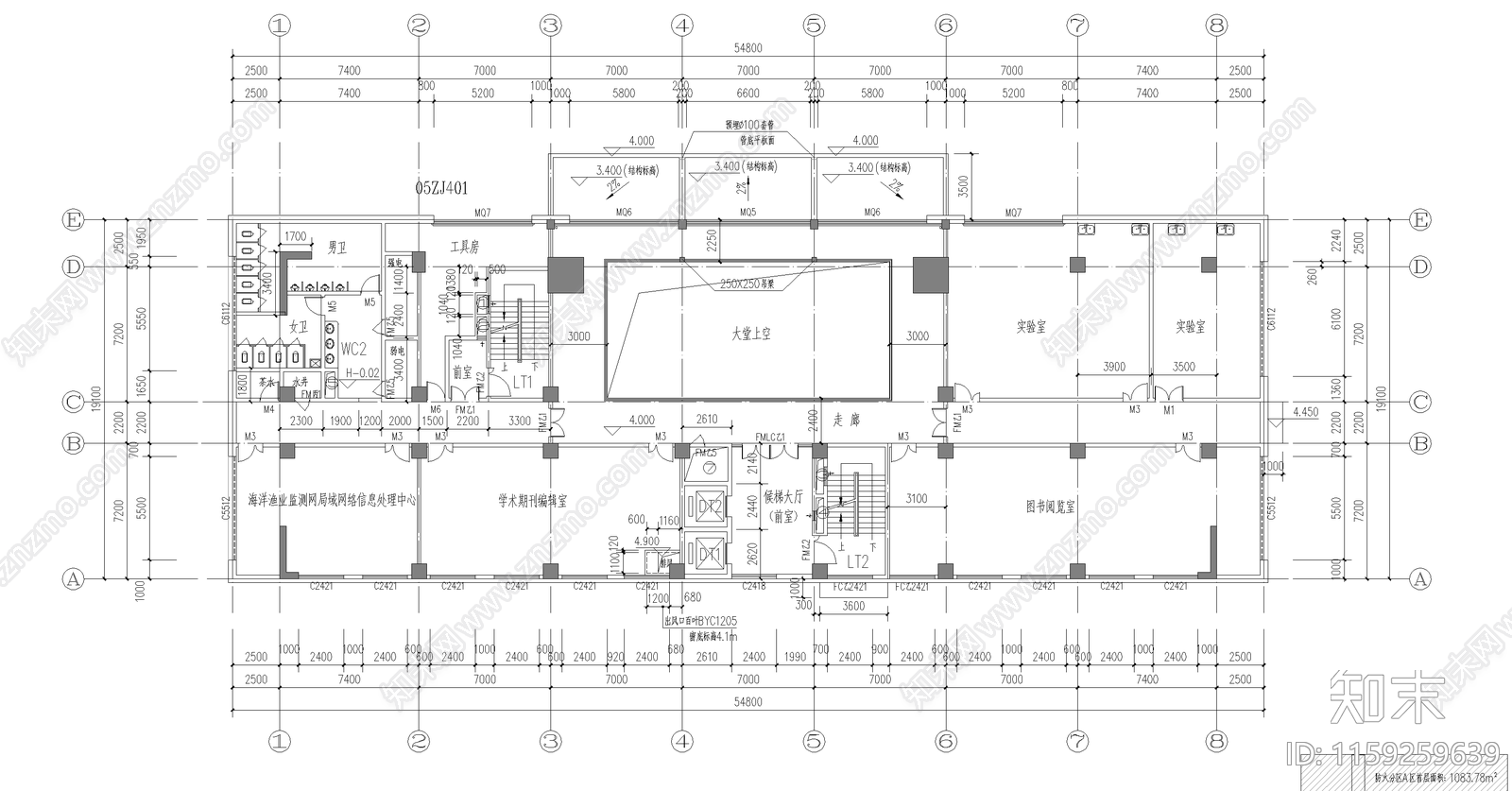 城市水产研究院建筑平面图施工图下载【ID:1159259639】