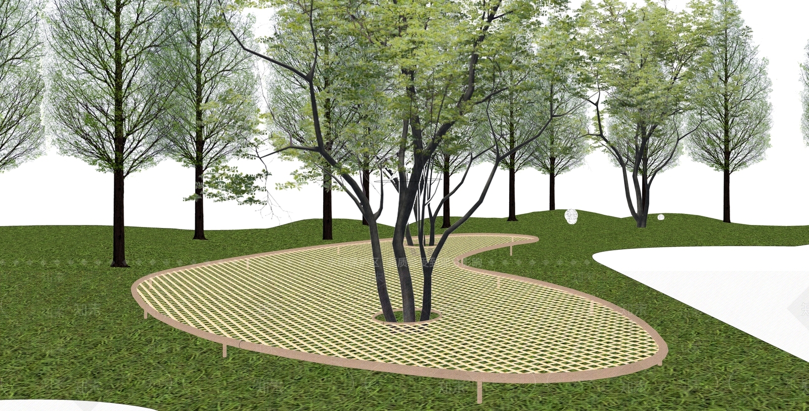 现代儿童游乐器械蹦床SU模型下载【ID:1159260763】