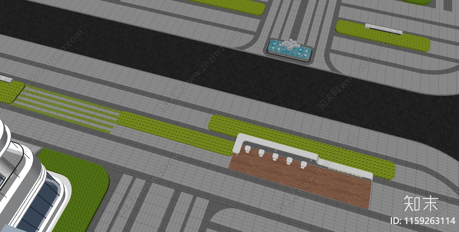 现代办公区景观SU模型下载【ID:1159263114】