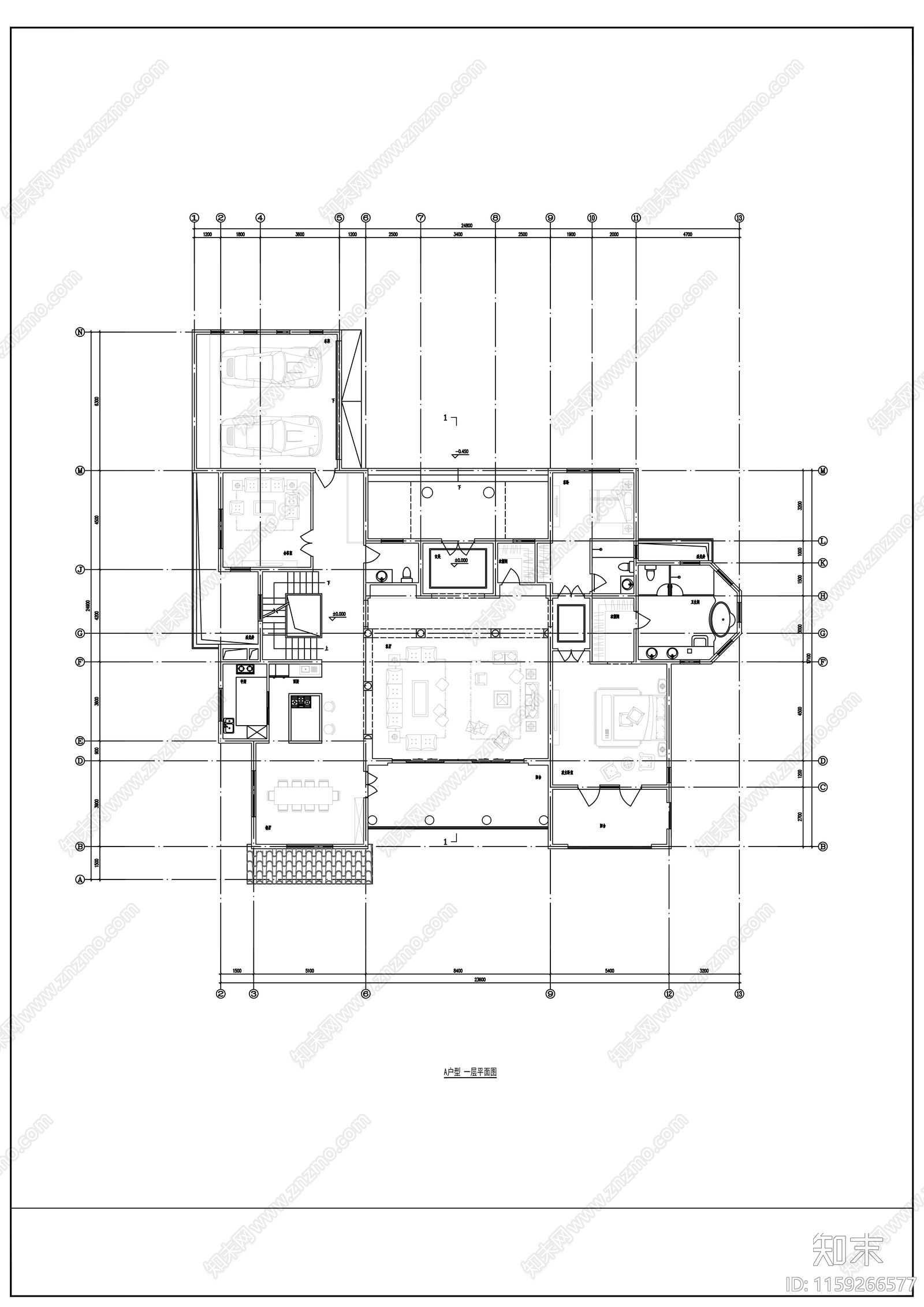 地中海独栋别墅cad施工图下载【ID:1159266577】