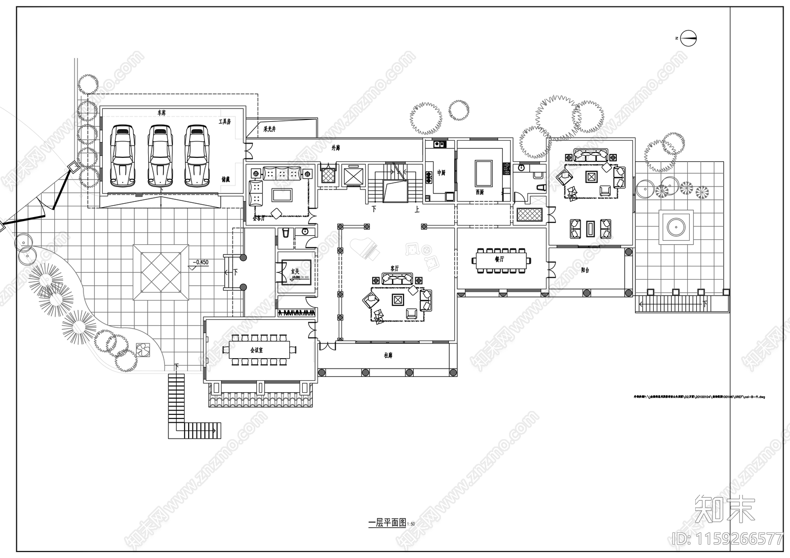 地中海独栋别墅cad施工图下载【ID:1159266577】