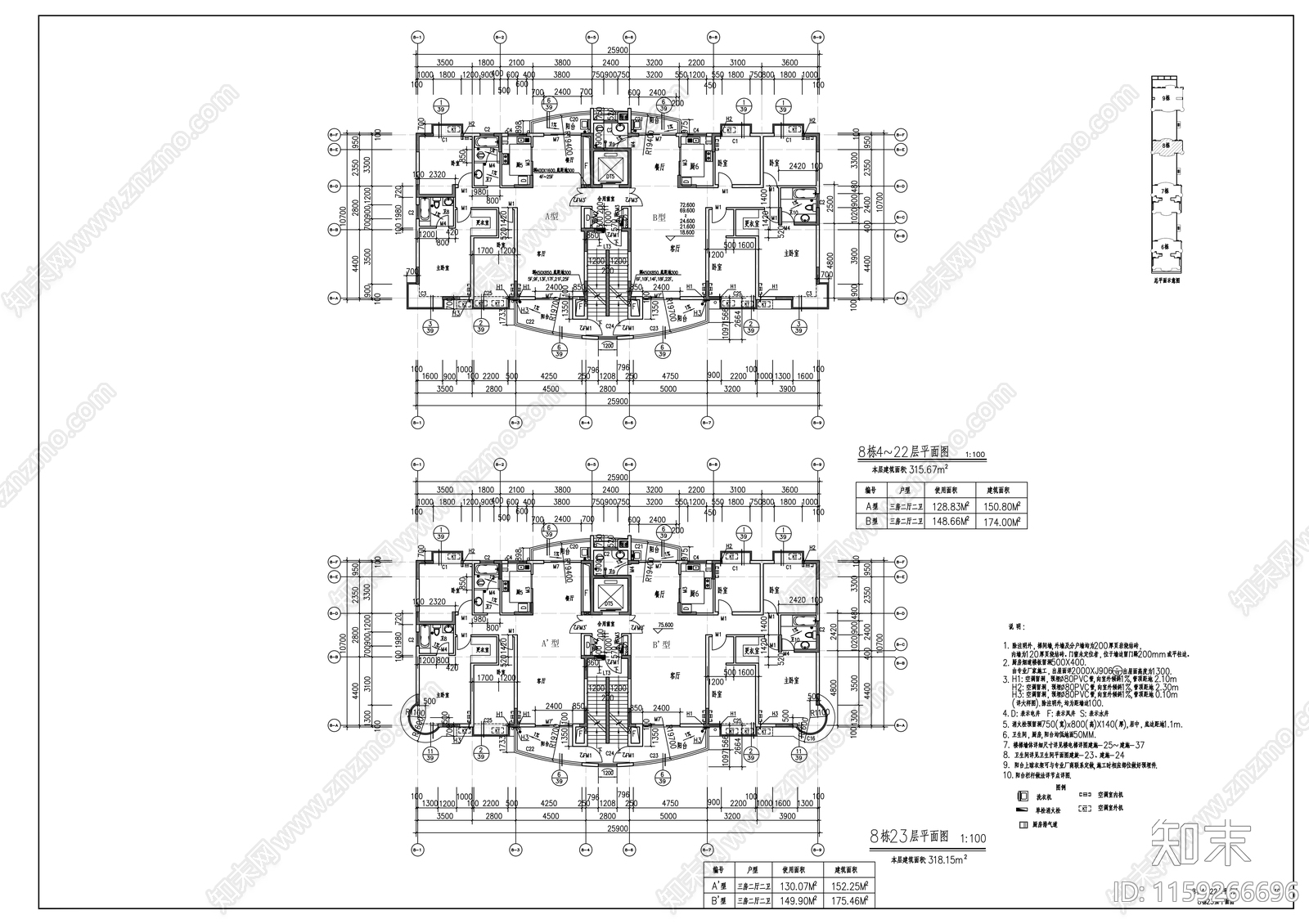 住宅楼建筑cad施工图下载【ID:1159266696】