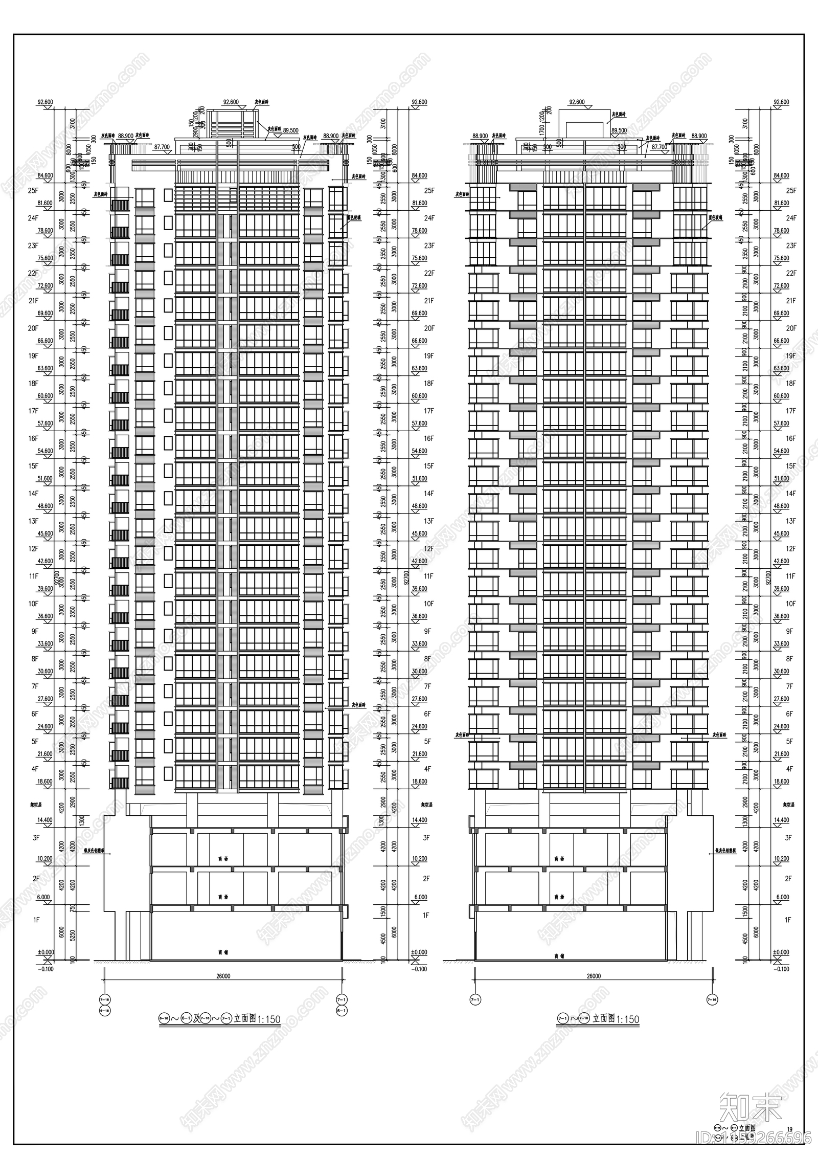 住宅楼建筑cad施工图下载【ID:1159266696】