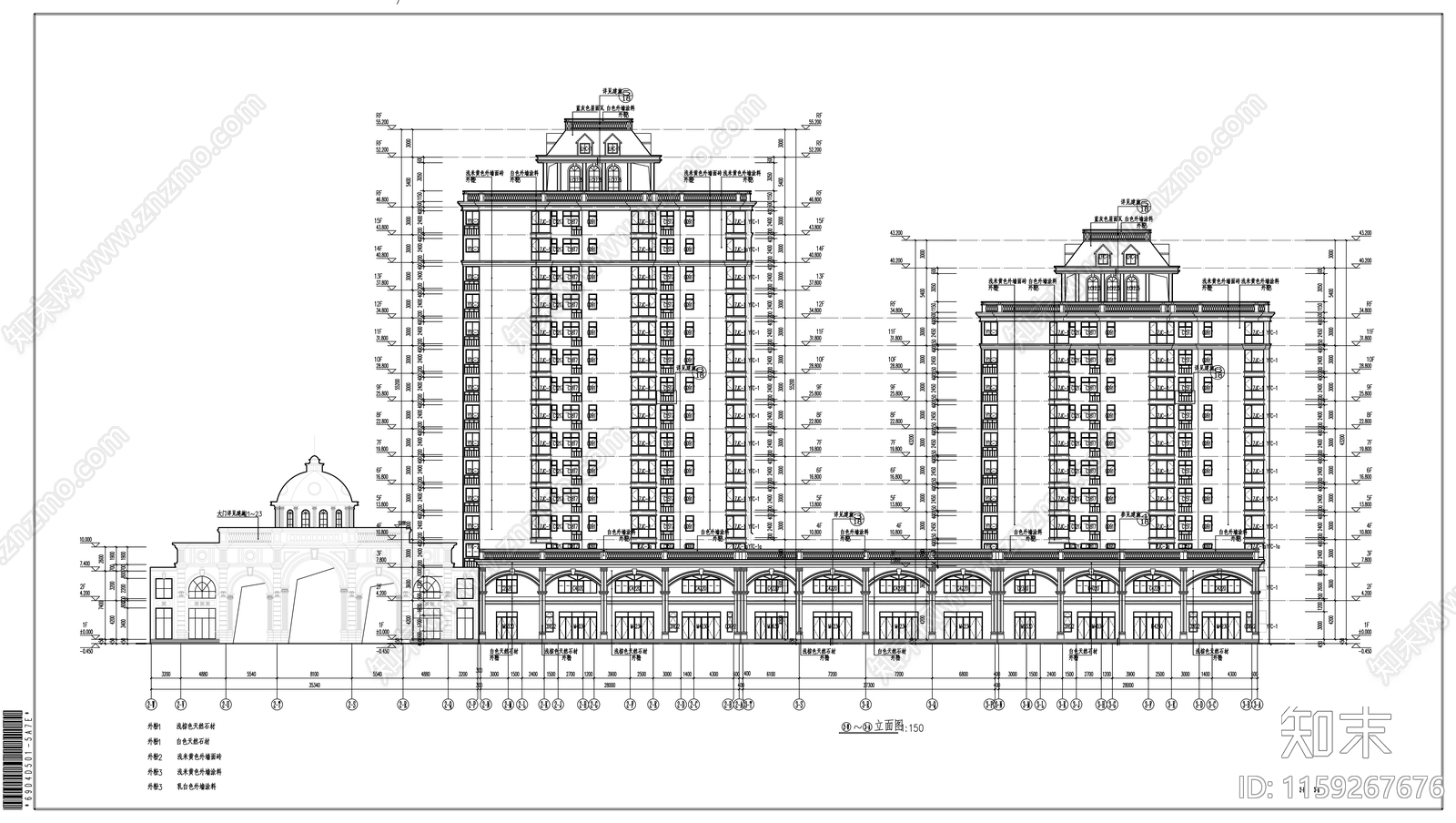 高档住宅楼群组团总体规划及建筑结构水暖cad施工图下载【ID:1159267676】