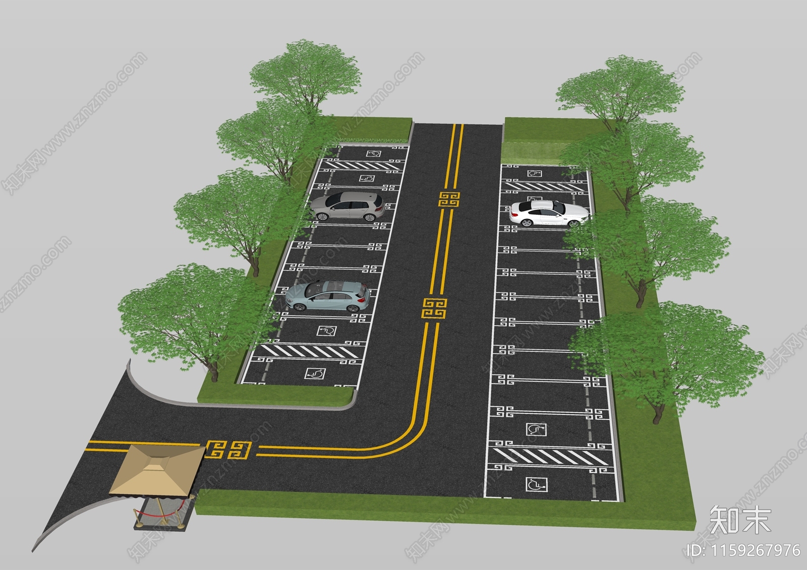 现代停车场SU模型下载【ID:1159267976】
