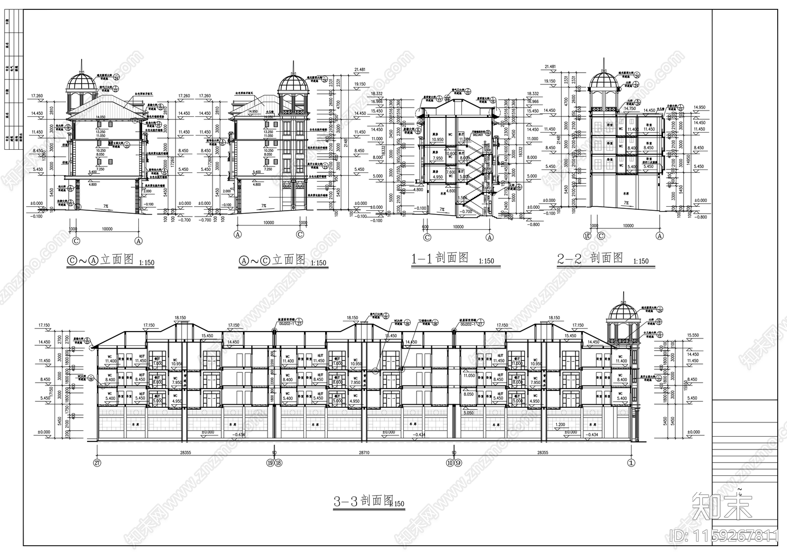 花园西区住宅建筑cad施工图下载【ID:1159267811】