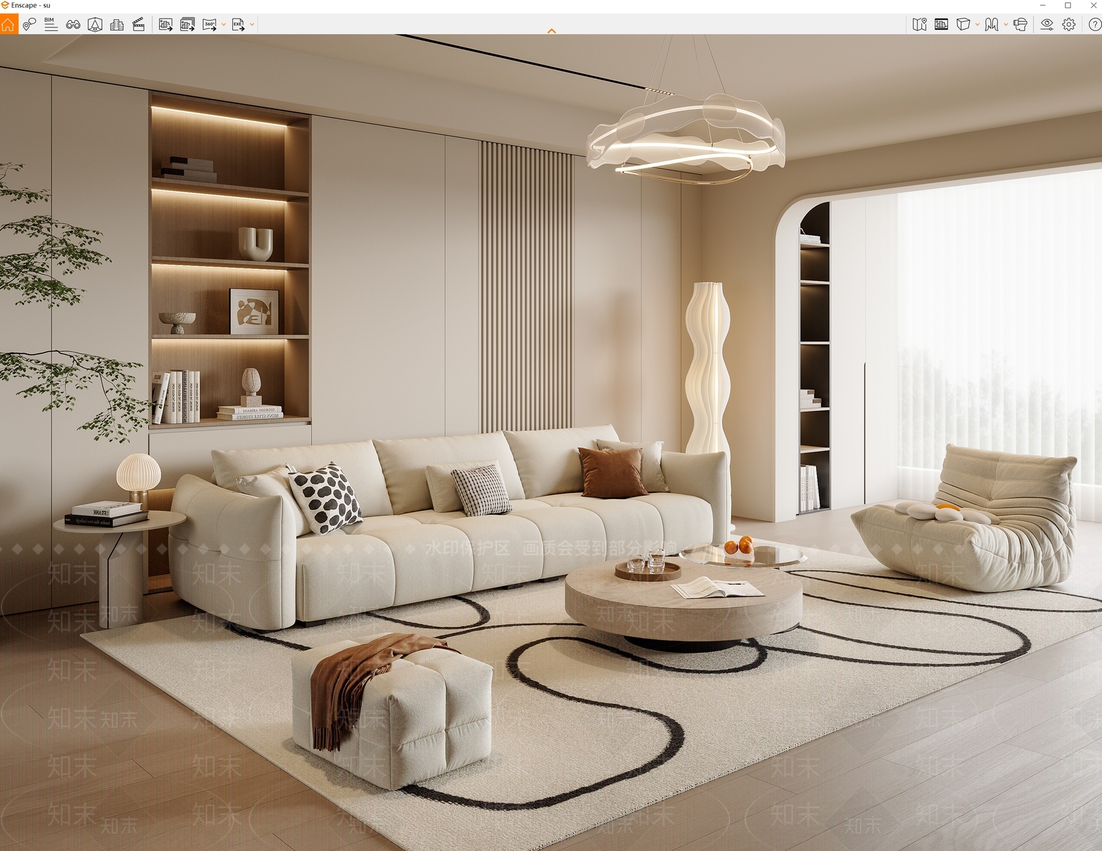 家居客厅SU模型精品下载_SketchUp模型_知末网