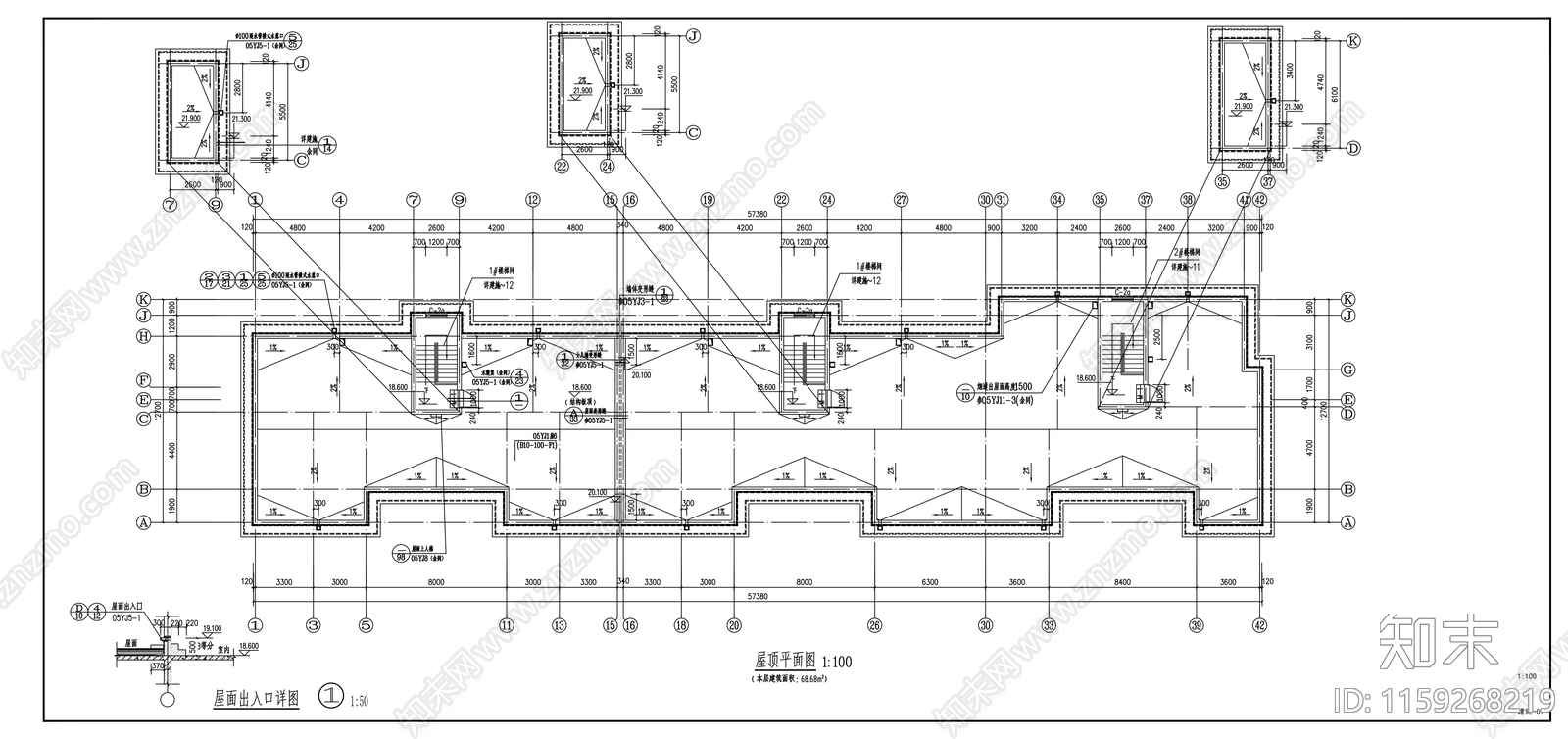 六层住宅楼建筑cad施工图下载【ID:1159268219】