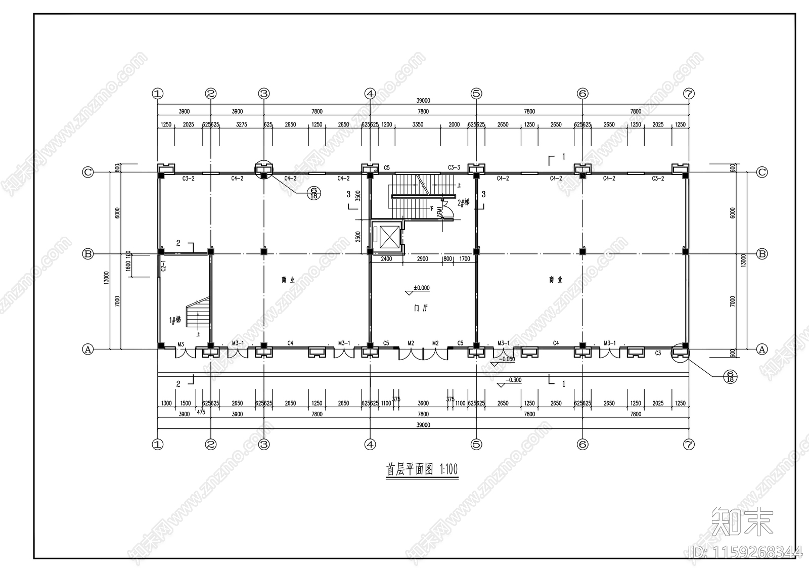 六层宿舍楼建筑cad施工图下载【ID:1159268344】