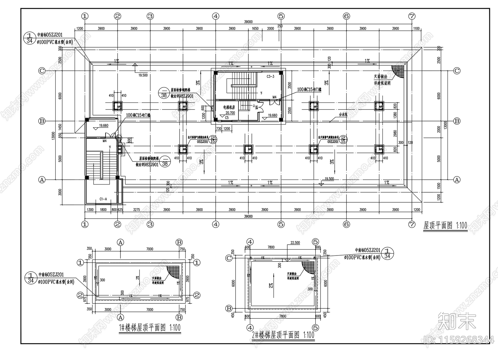 六层宿舍楼建筑cad施工图下载【ID:1159268344】