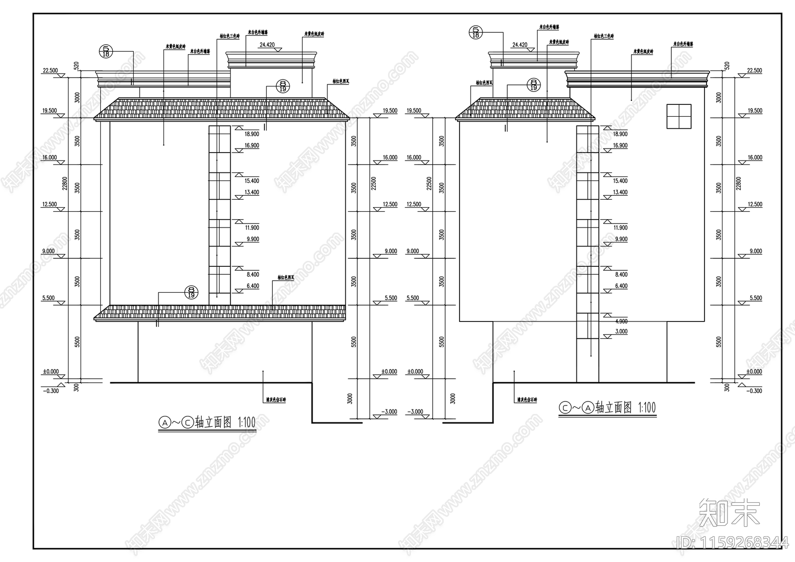 六层宿舍楼建筑cad施工图下载【ID:1159268344】