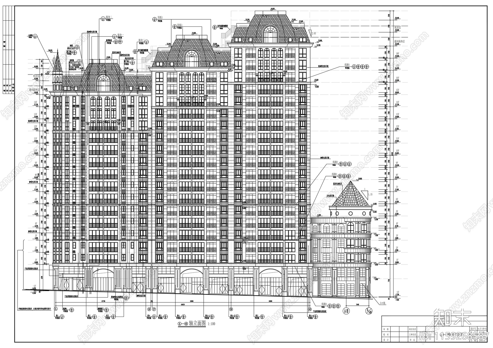 十八层住宅楼建筑cad施工图下载【ID:1159268587】