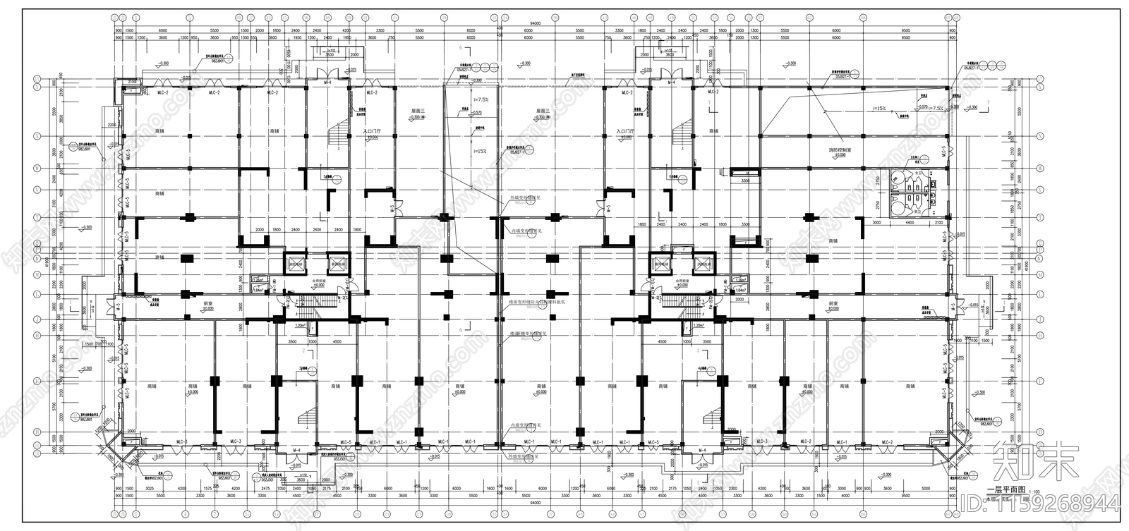 十九层商住楼建筑cad施工图下载【ID:1159268944】