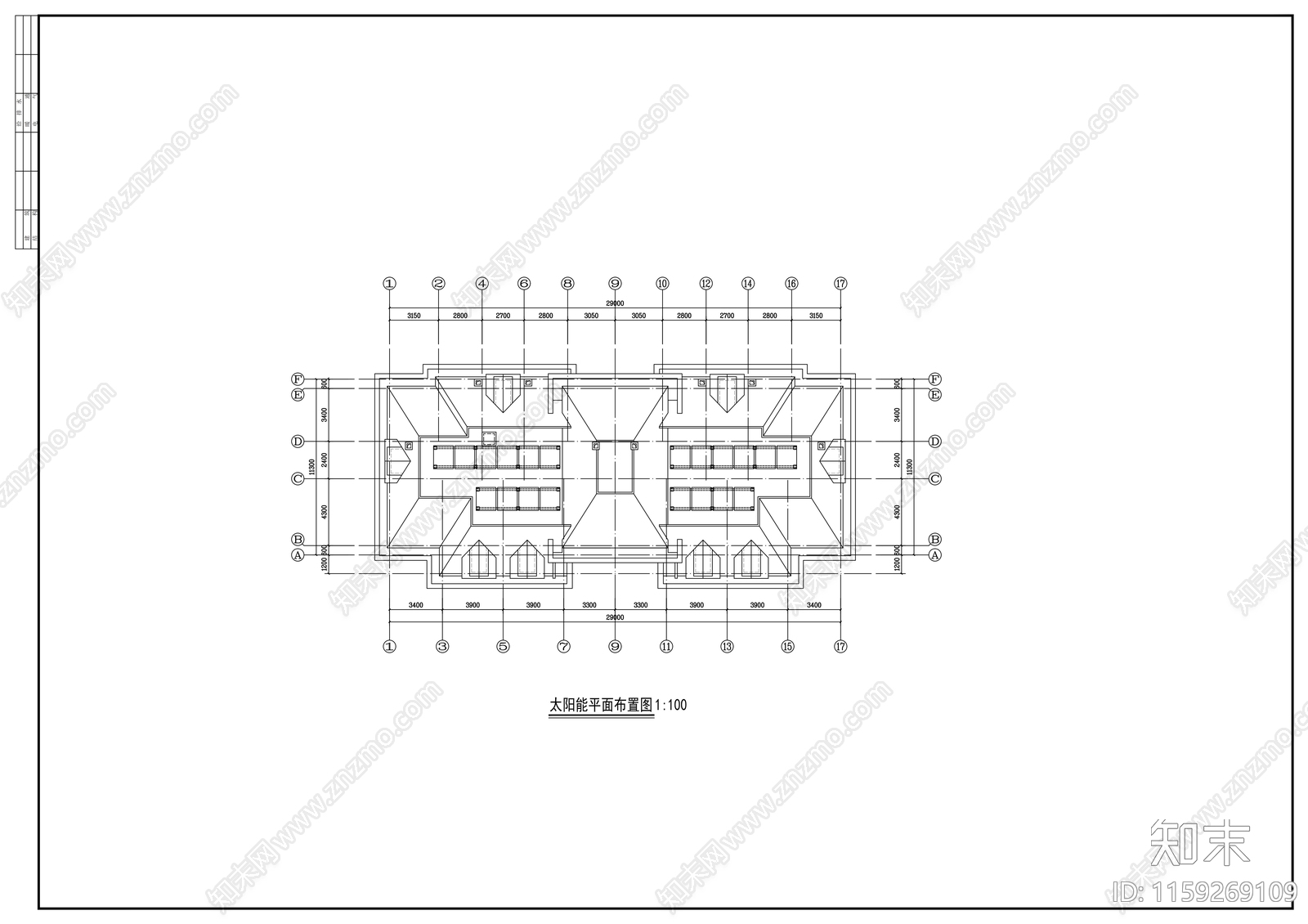 五层四连板住宅楼建筑cad施工图下载【ID:1159269109】