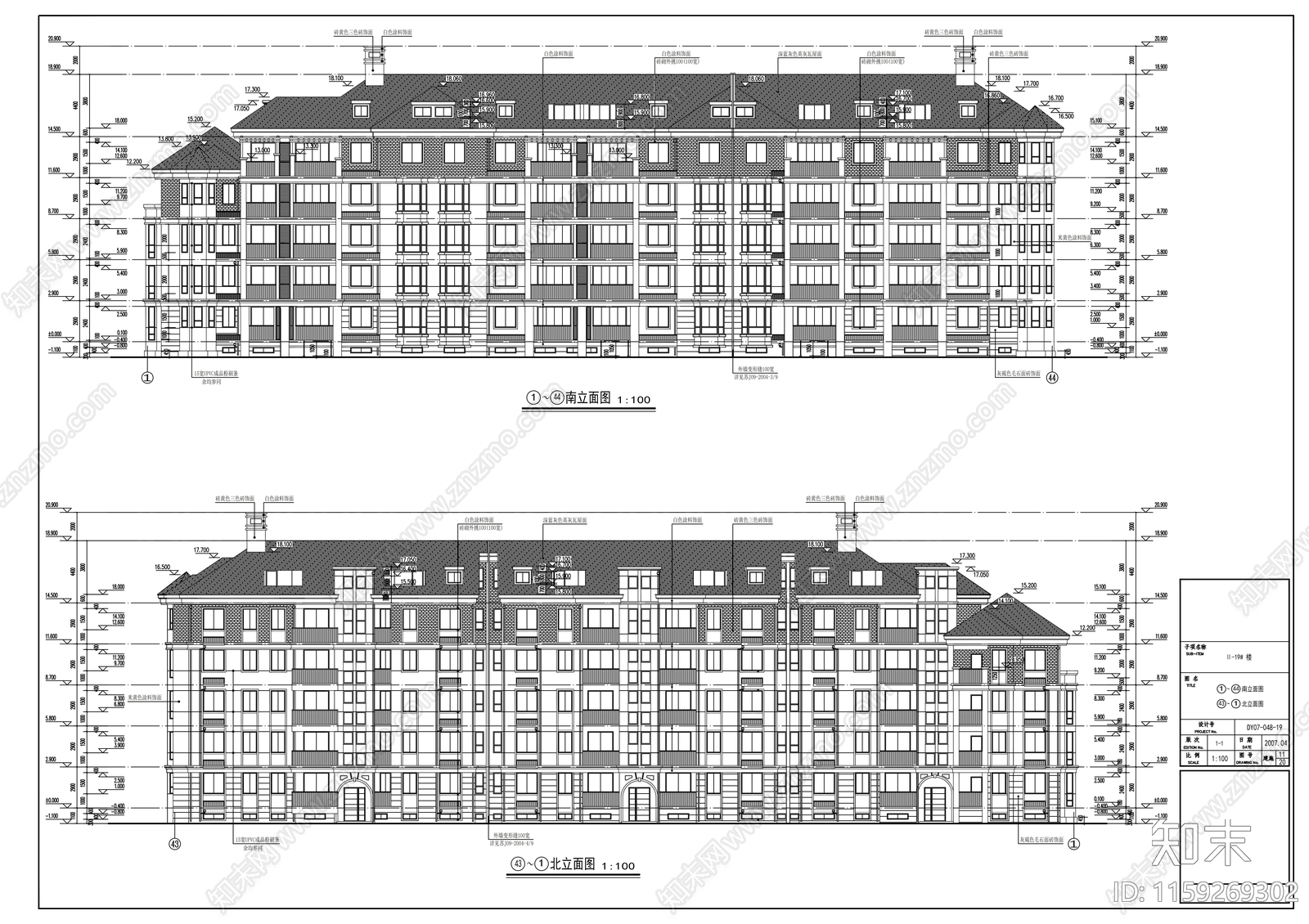 五层住宅楼建筑cad施工图下载【ID:1159269302】