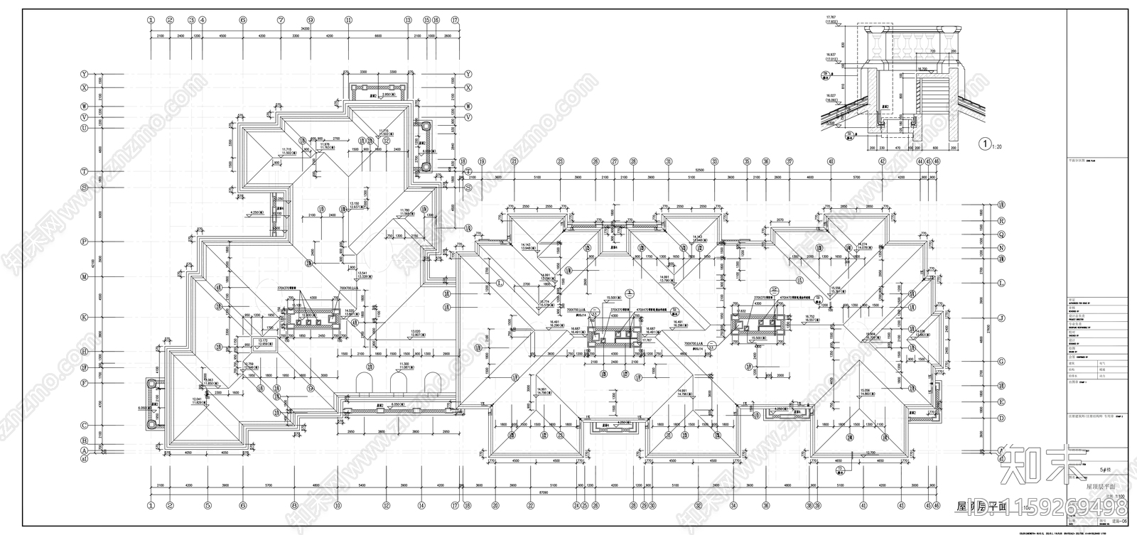 法式西湖区某四层花园洋房建筑cad施工图下载【ID:1159269498】