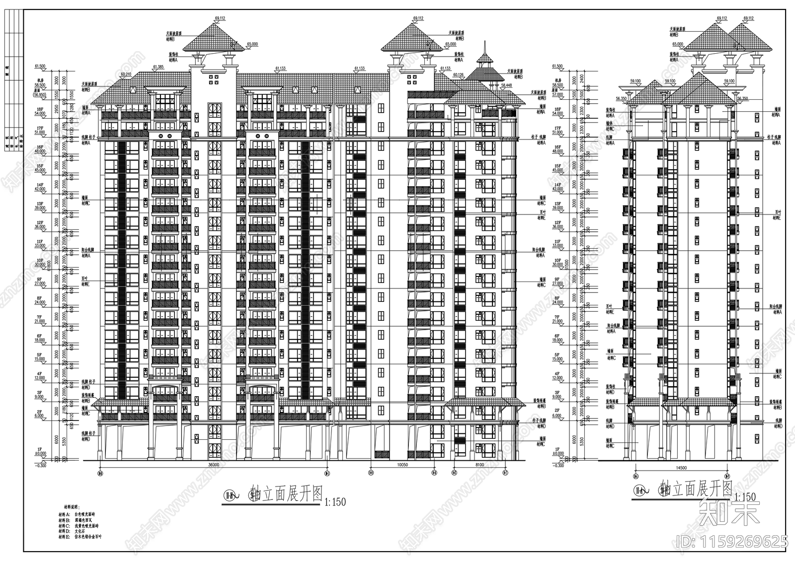 高层住宅楼建筑cad施工图下载【ID:1159269625】