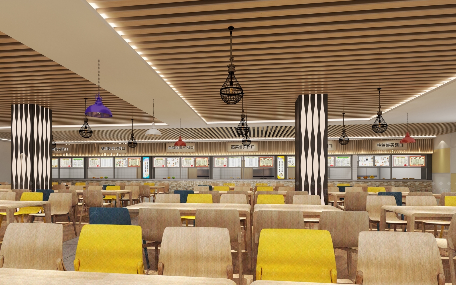 现代学校食堂3D模型下载【ID:1159272302】