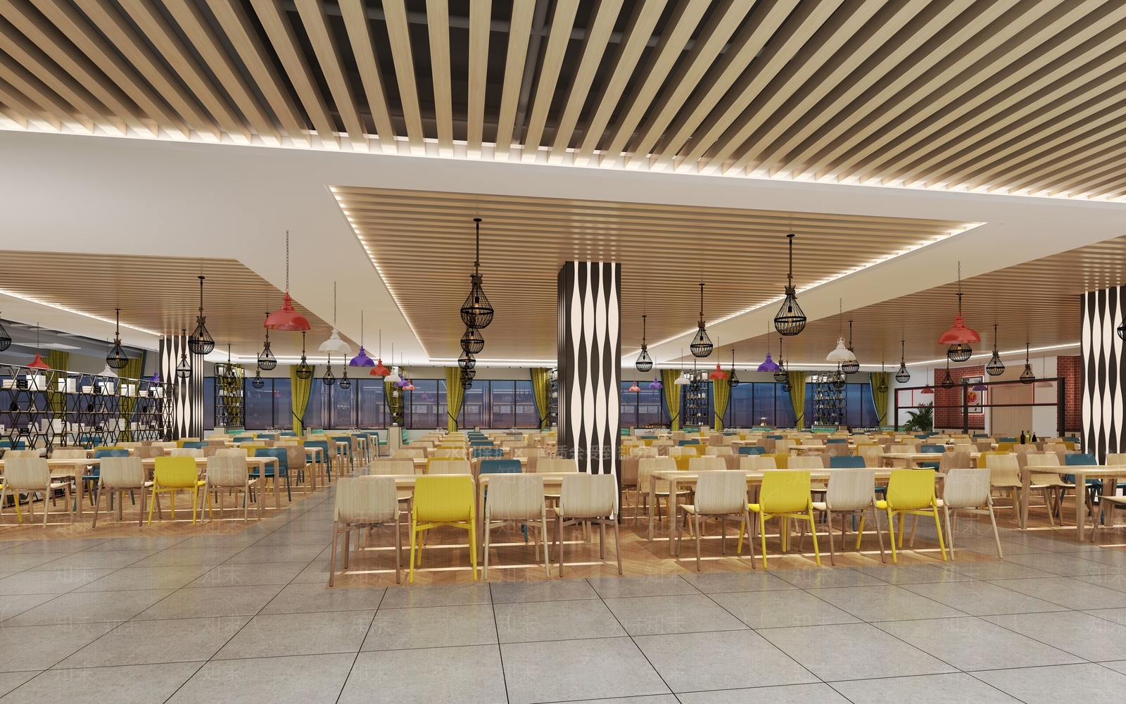 现代学校食堂3D模型下载【ID:1159272302】