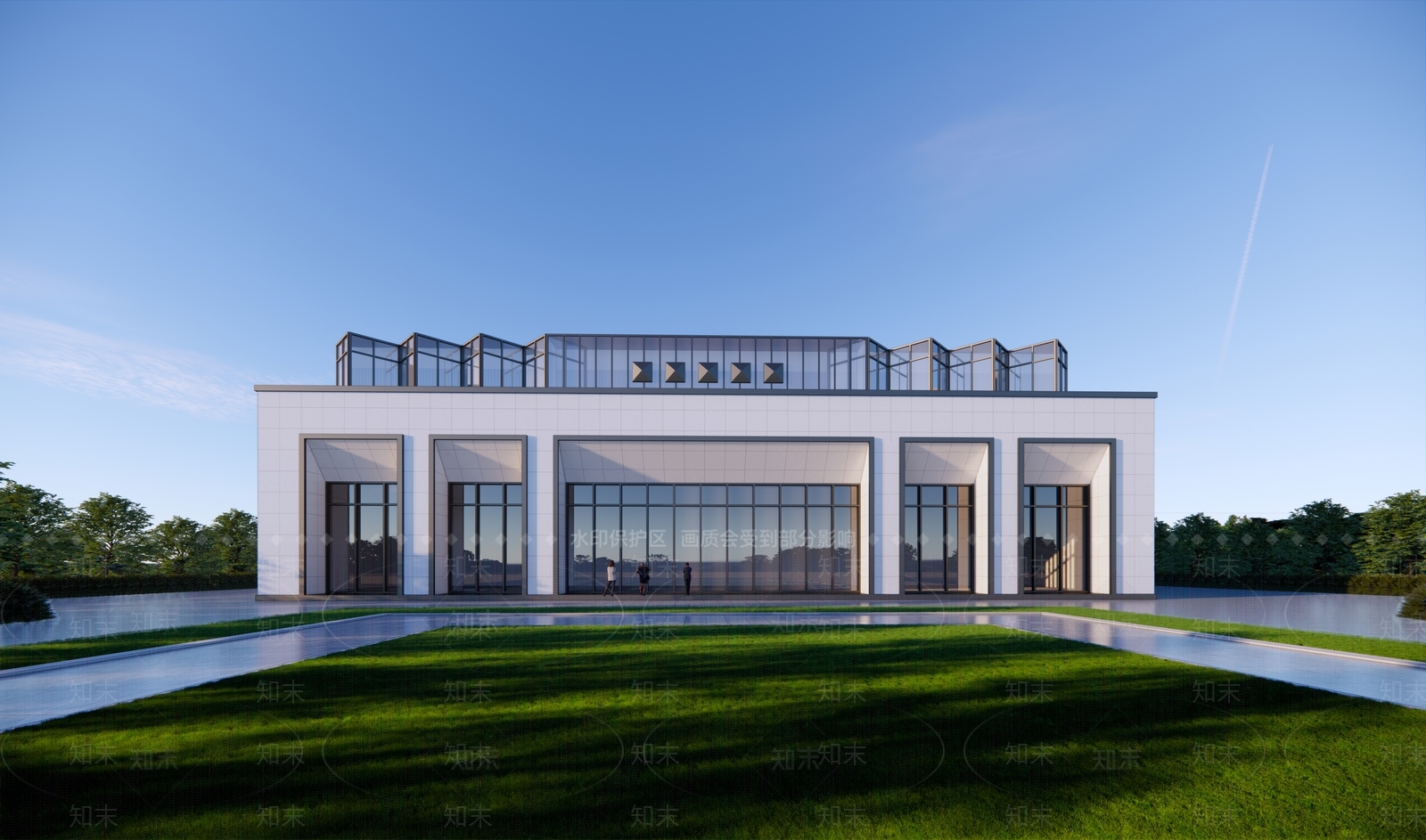 现代展览馆建筑SU模型下载【ID:1159276846】