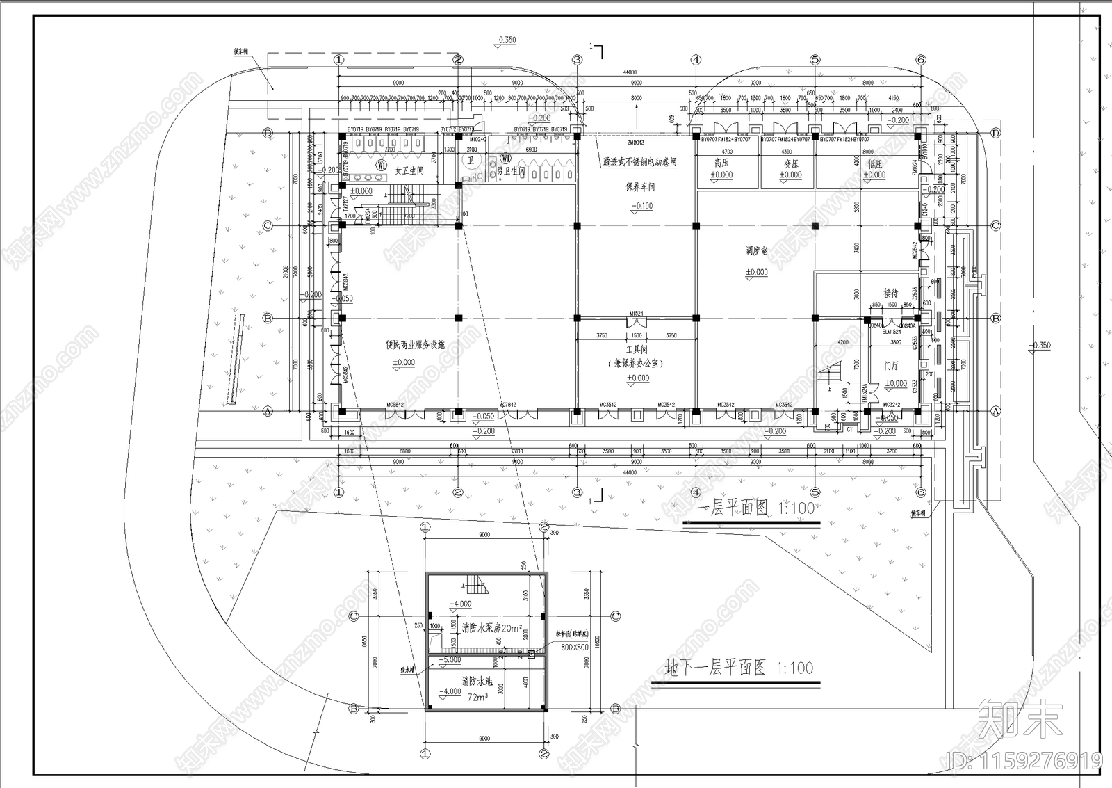 城市公交站平立剖图cad施工图下载【ID:1159276919】