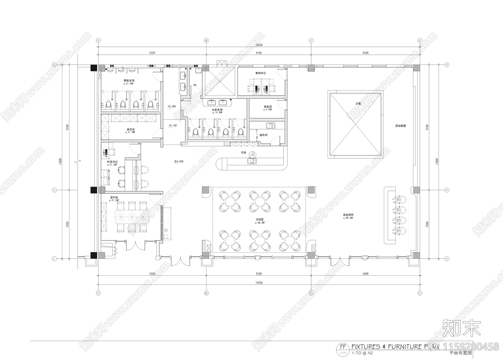 400㎡售楼处cad施工图下载【ID:1159280458】