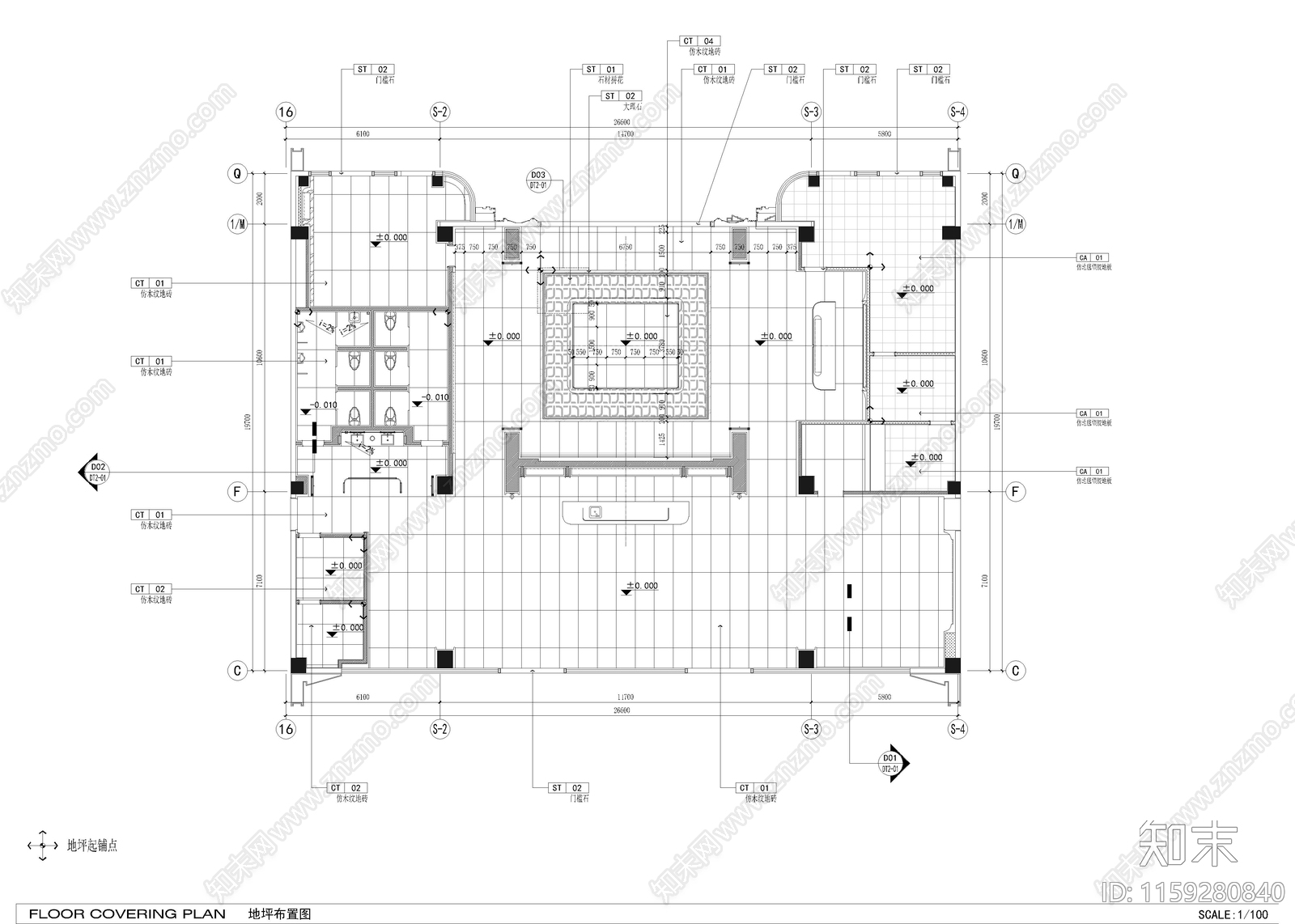 520㎡售楼处cad施工图下载【ID:1159280840】