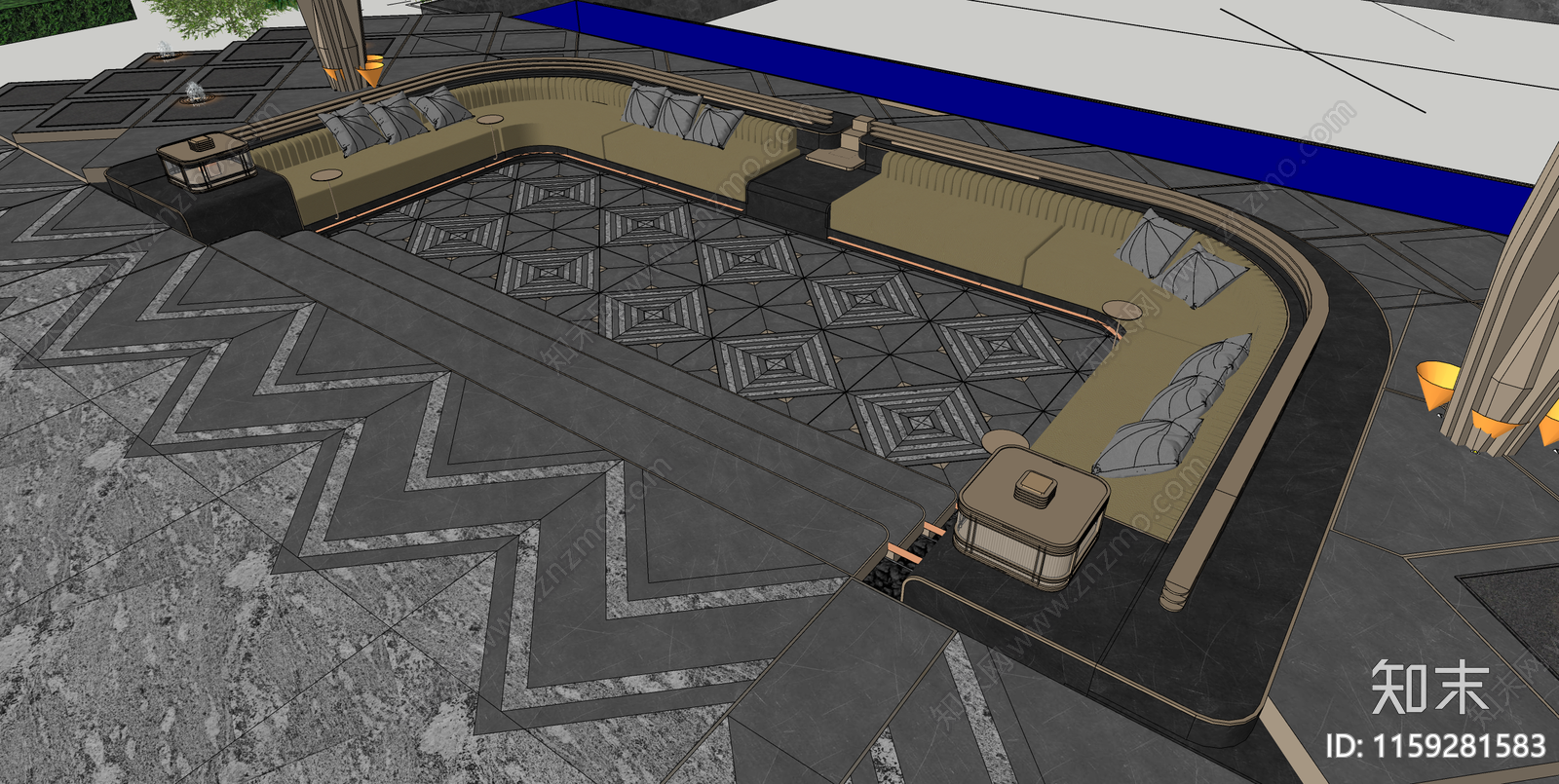 现代下沉卡座SU模型下载【ID:1159281583】
