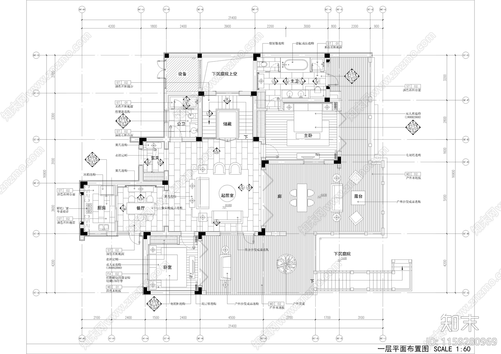 580㎡民宿cad施工图下载【ID:1159280969】