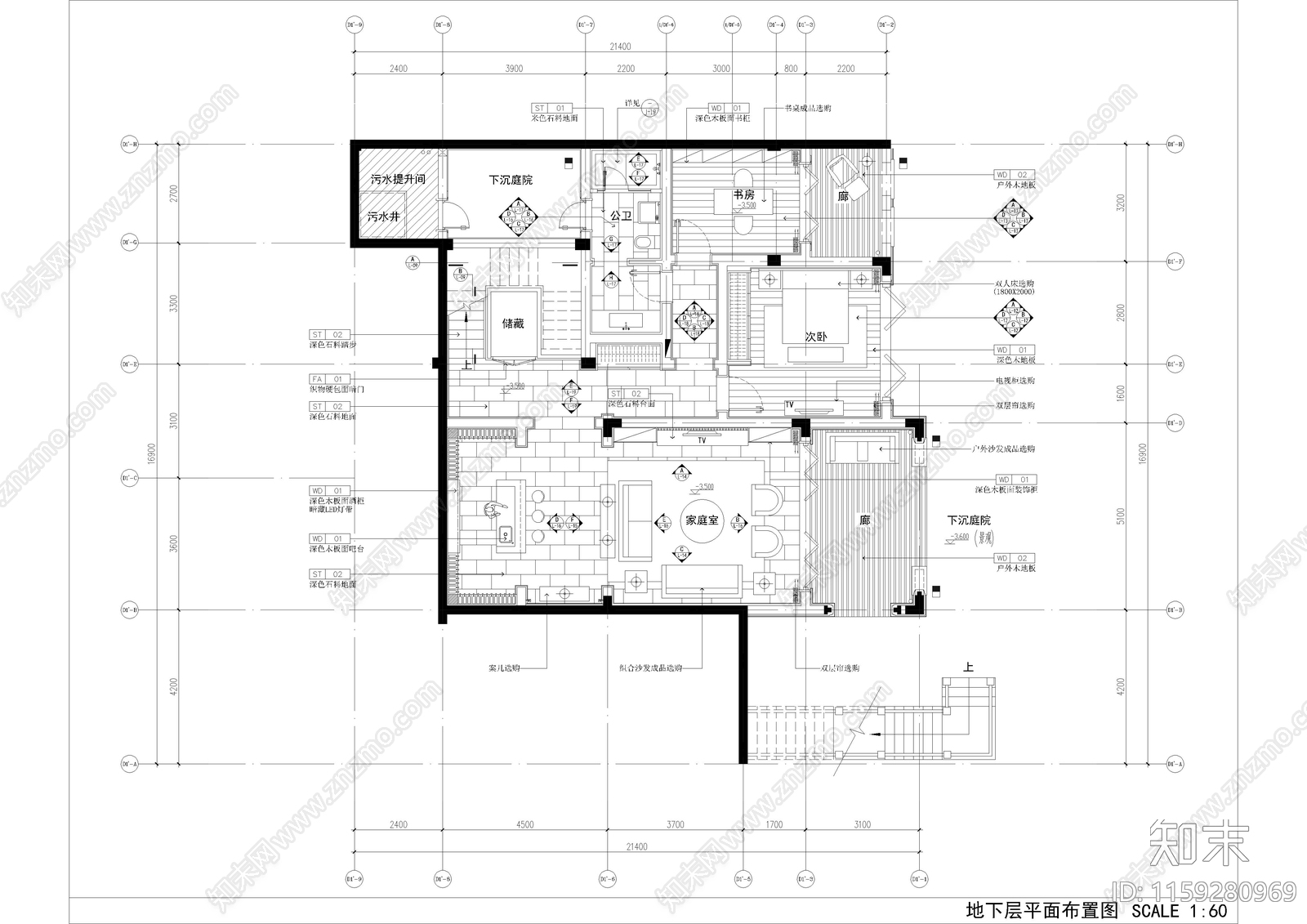 580㎡民宿cad施工图下载【ID:1159280969】