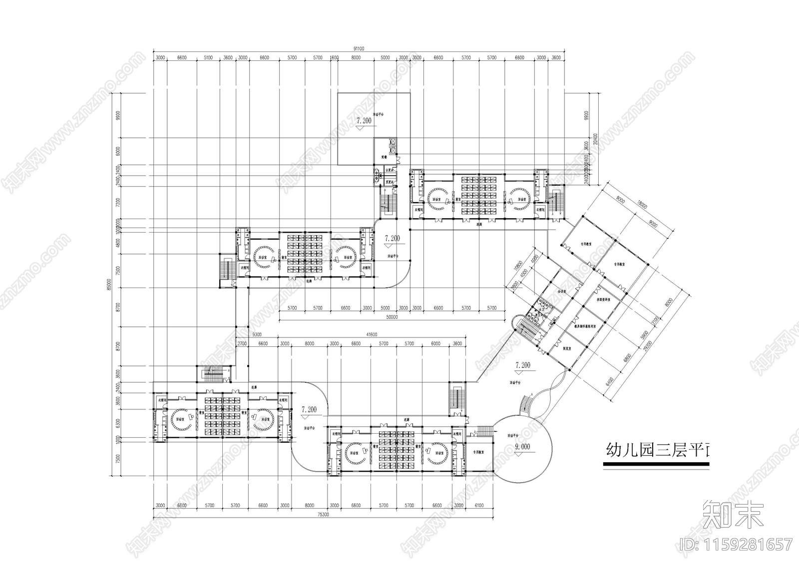 幼儿园cad施工图下载【ID:1159281657】