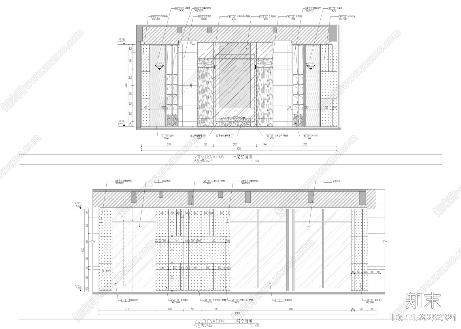 1170㎡售楼处cad施工图下载【ID:1159282321】