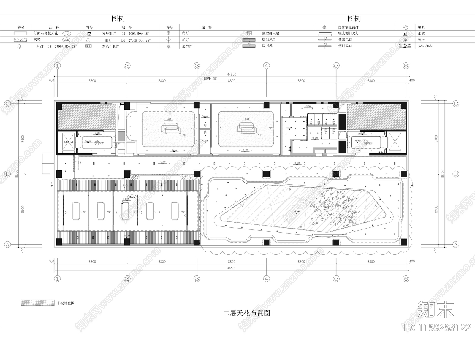 1670㎡售楼处cad施工图下载【ID:1159283122】