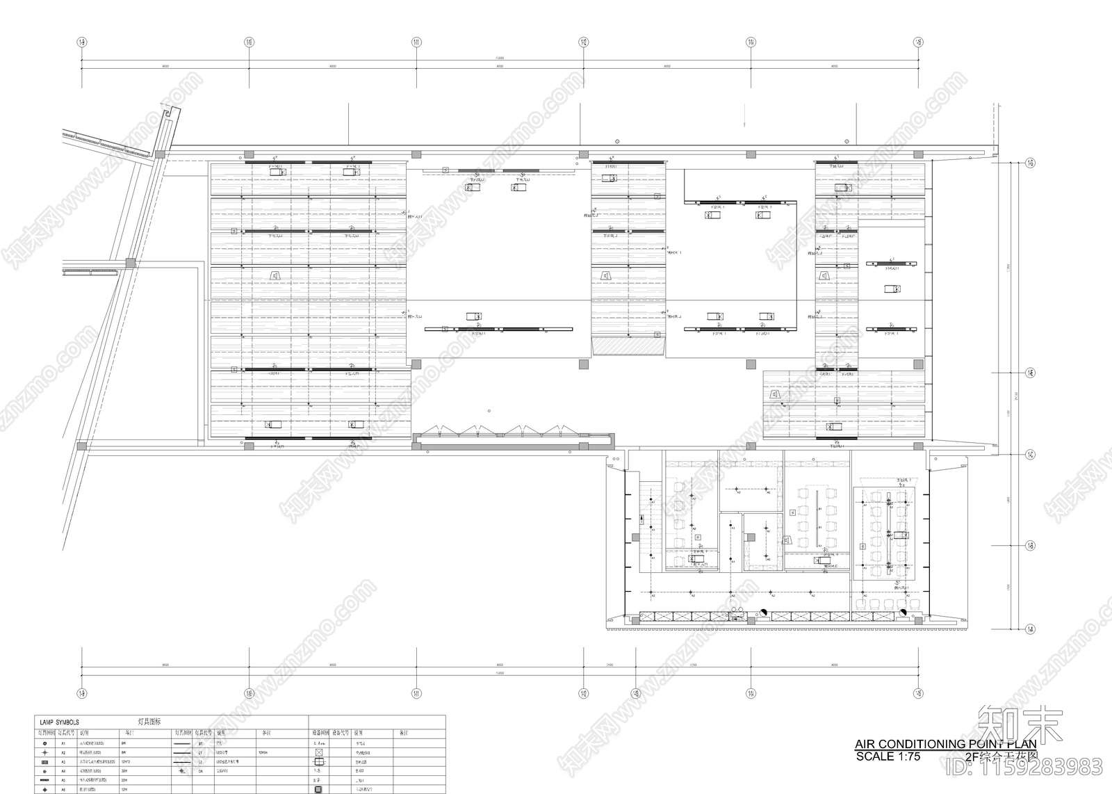 1820㎡售楼处cad施工图下载【ID:1159283983】