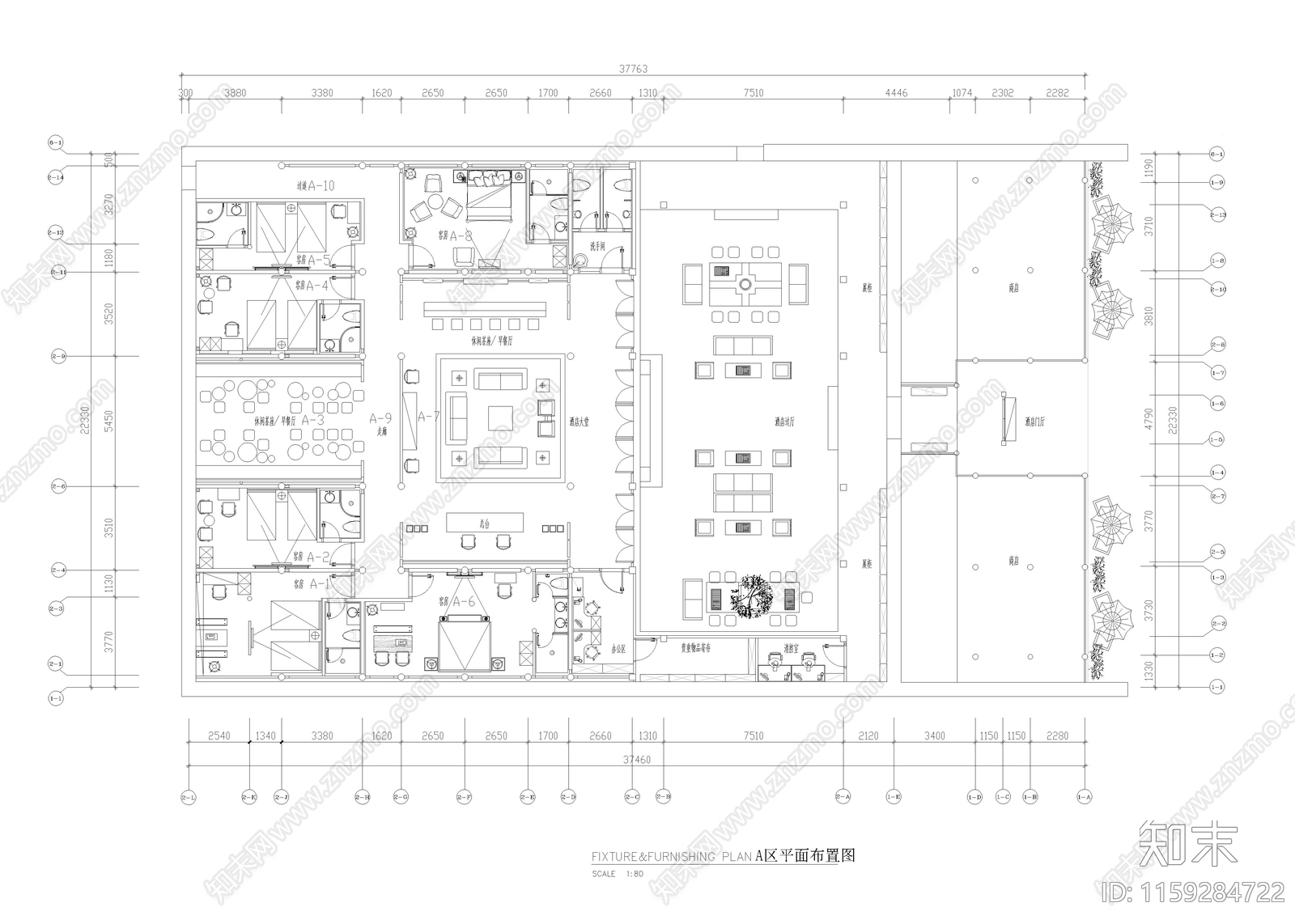 2100㎡民宿cad施工图下载【ID:1159284722】