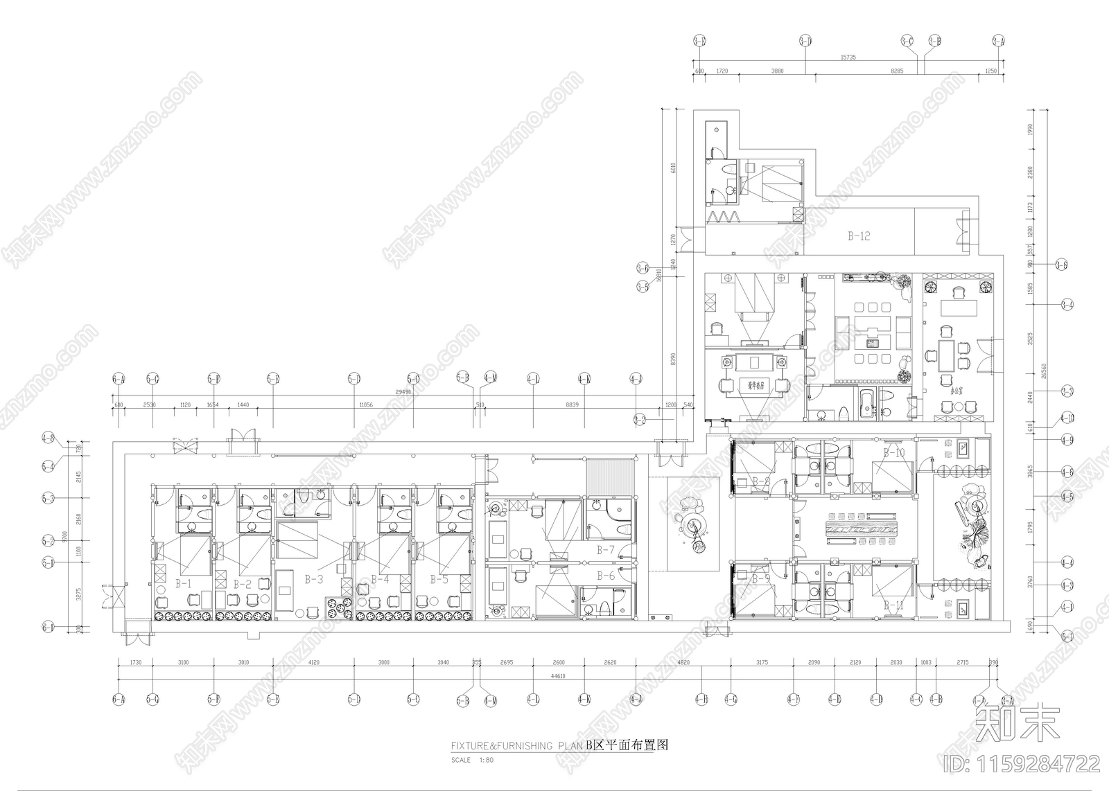 2100㎡民宿cad施工图下载【ID:1159284722】