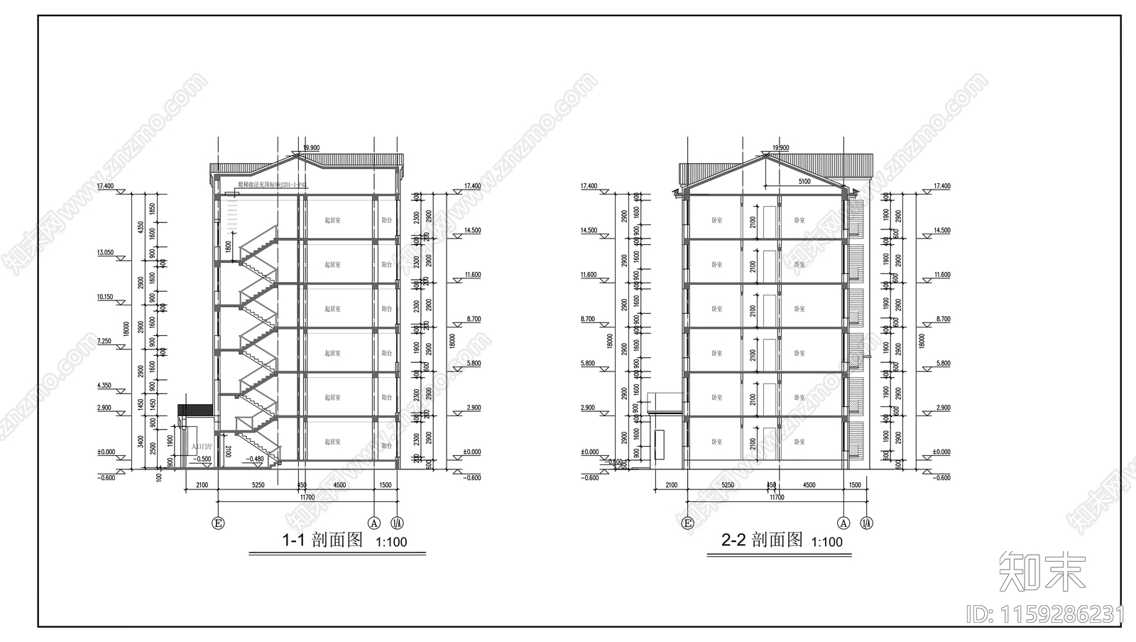 住宅楼建筑cad施工图下载【ID:1159286231】