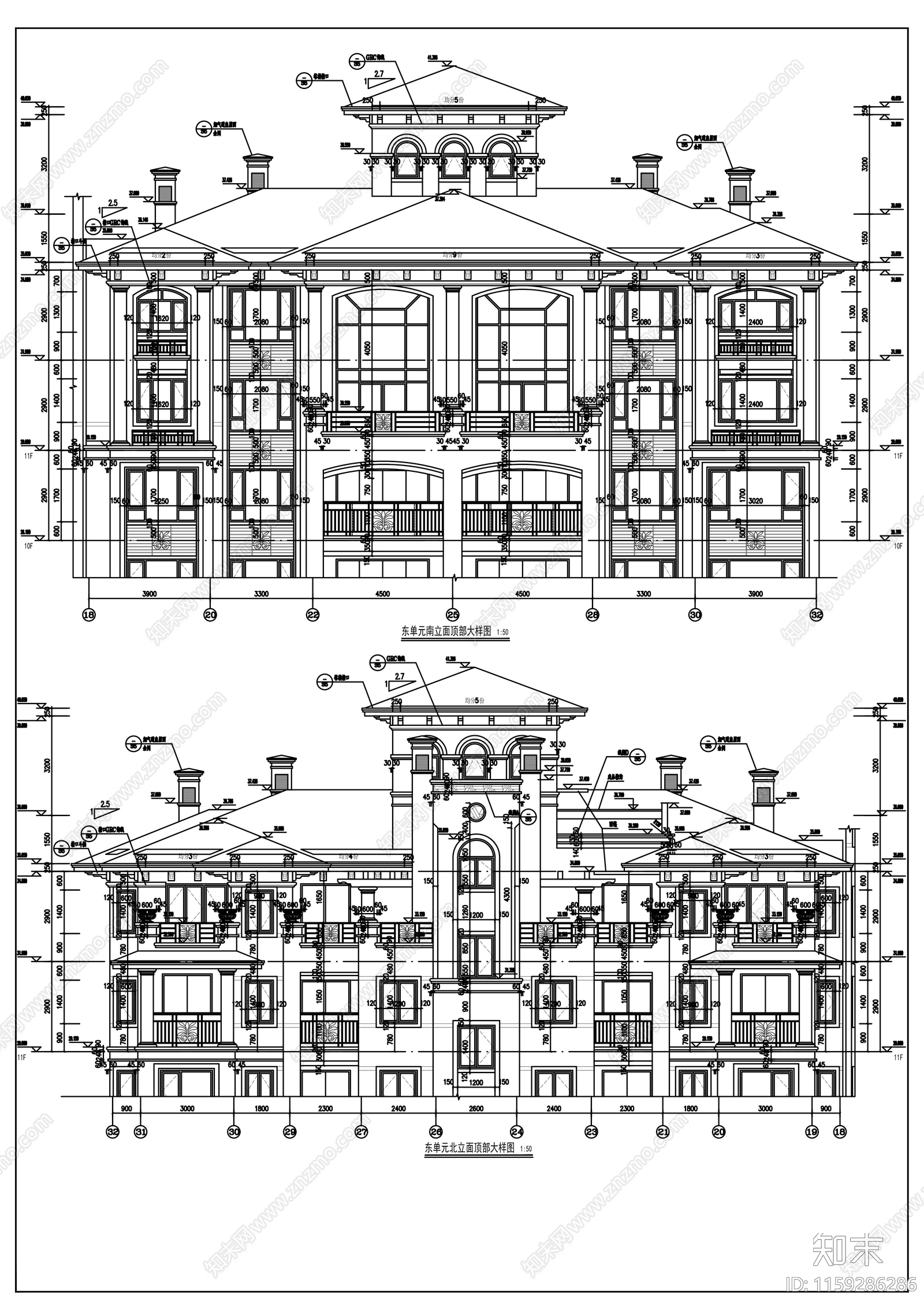 欧式简约十八层二连板住宅建筑cad施工图下载【ID:1159286286】